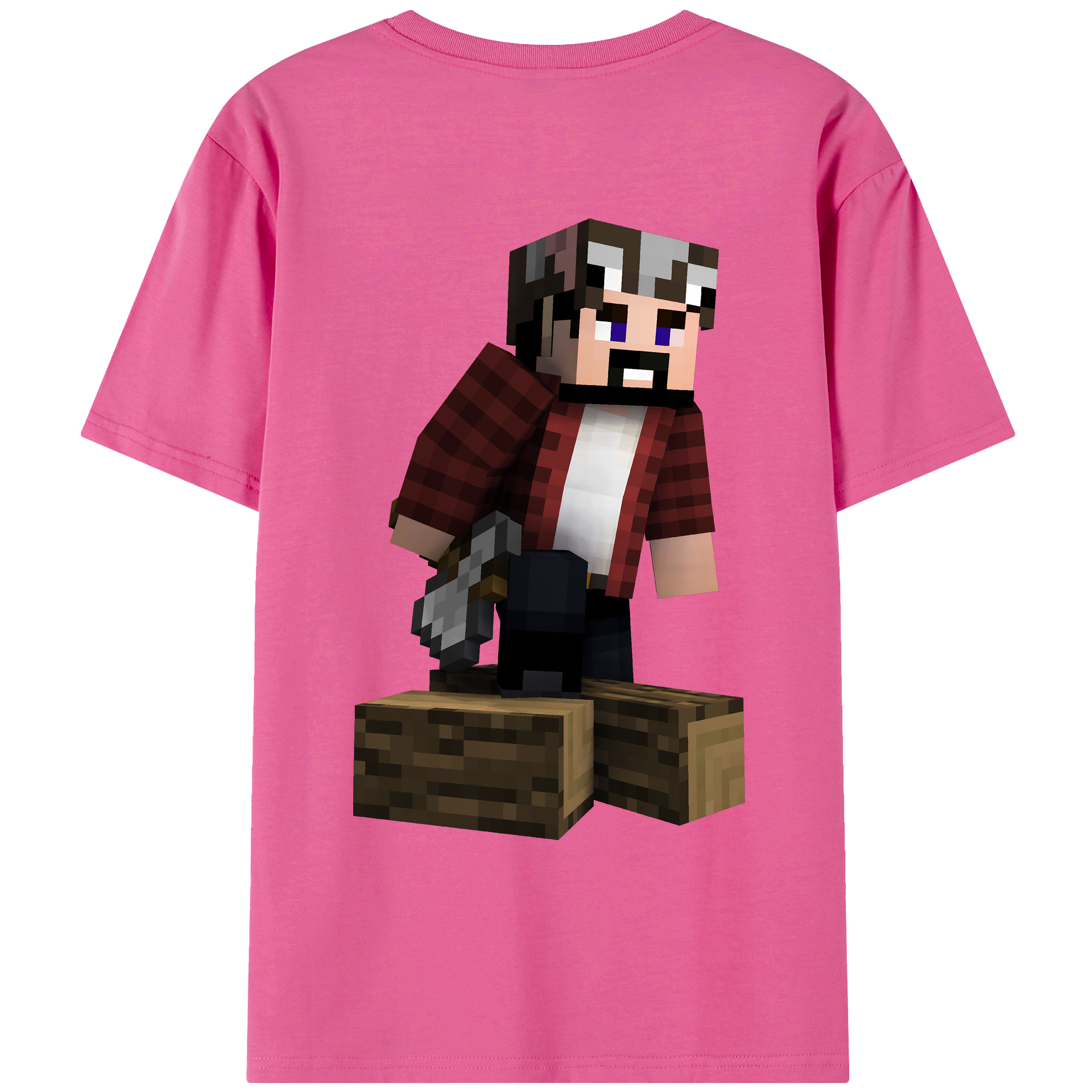 （画像用） マインクラフト ブロックの世界 Minecraft MC Block world レディース半袖Tシャツ(バックプリント)