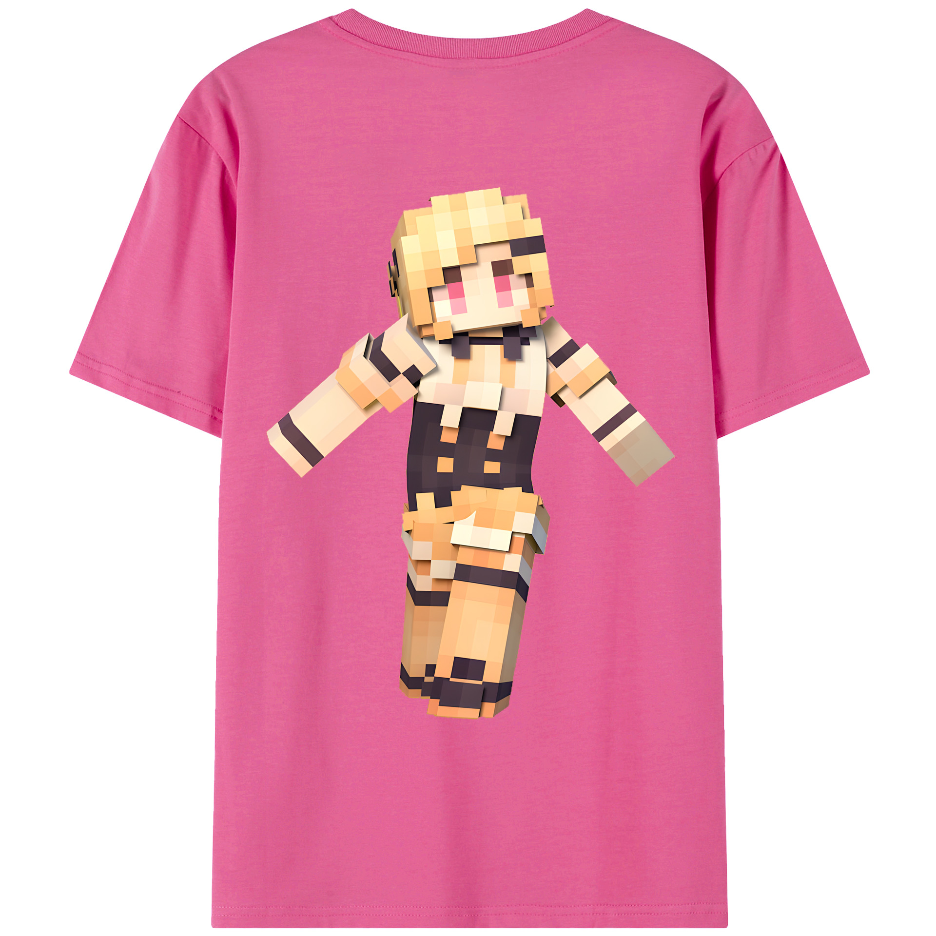 （画像用） マインクラフト ブロックの世界 Minecraft MC Block world レディース半袖Tシャツ(バックプリント)