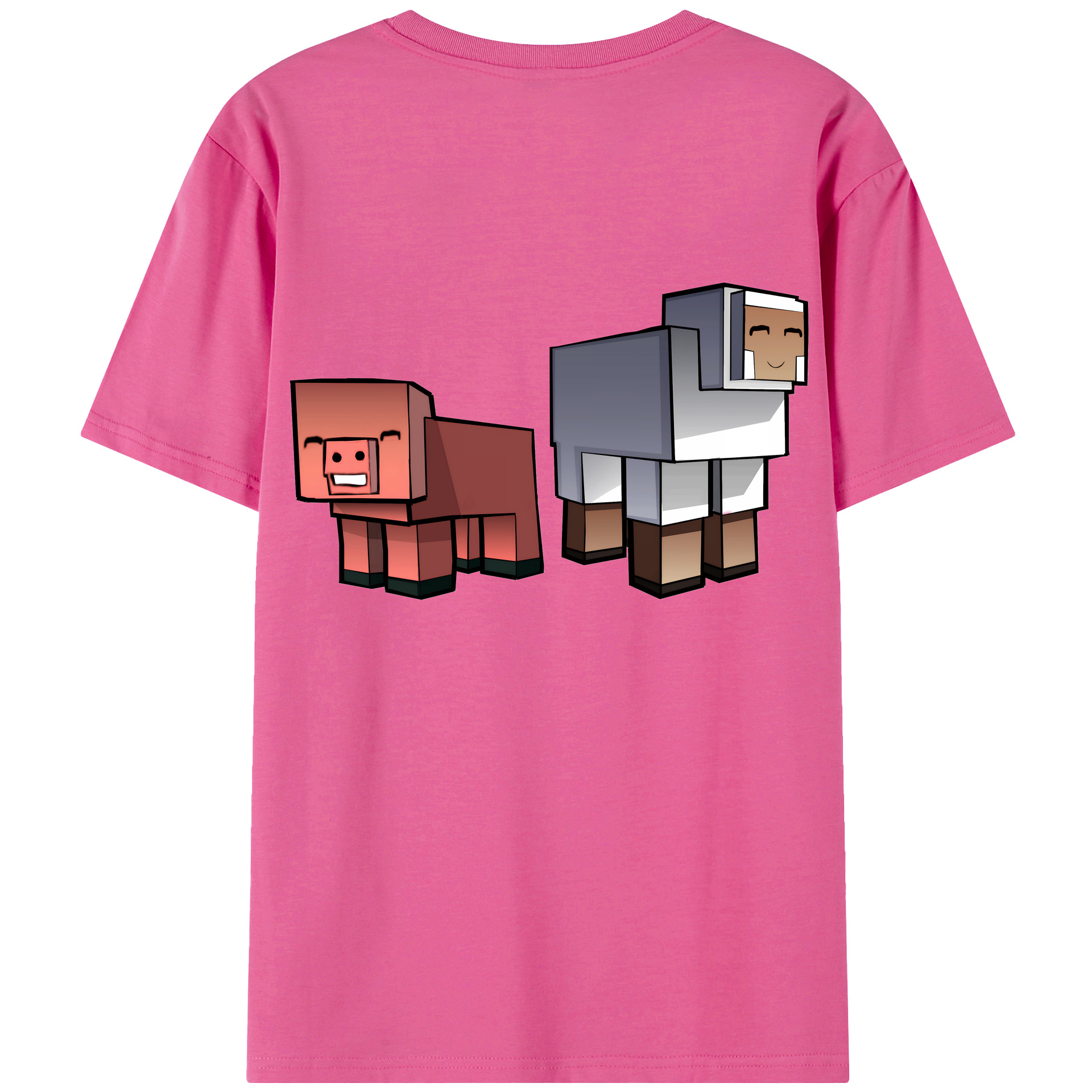 （画像用） マインクラフト ブロックの世界 Minecraft MC Block world レディース半袖Tシャツ(バックプリント)