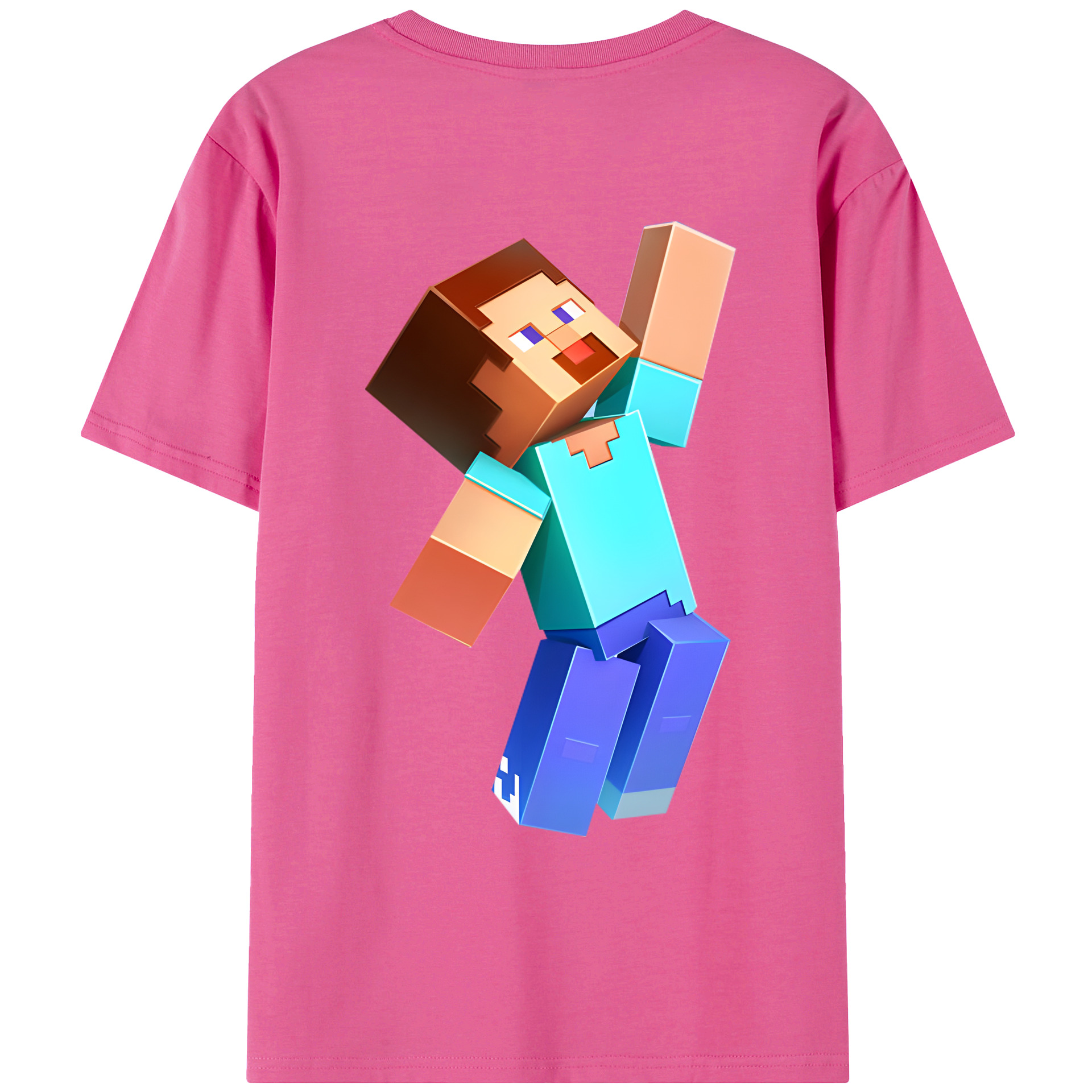 （画像用） マインクラフト ブロックの世界 Minecraft MC Block world レディース半袖Tシャツ(バックプリント)