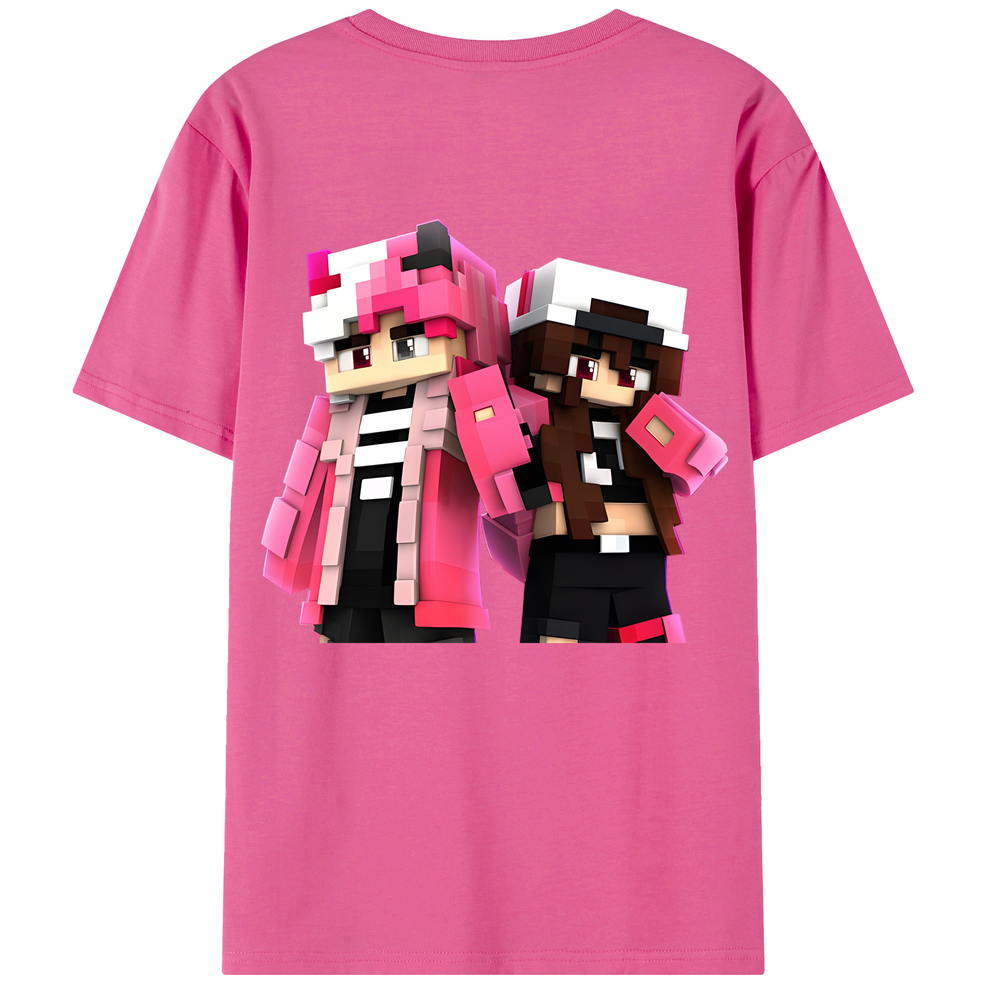 （画像用） マインクラフト ブロックの世界 Minecraft MC Block world レディース半袖Tシャツ(バックプリント)
