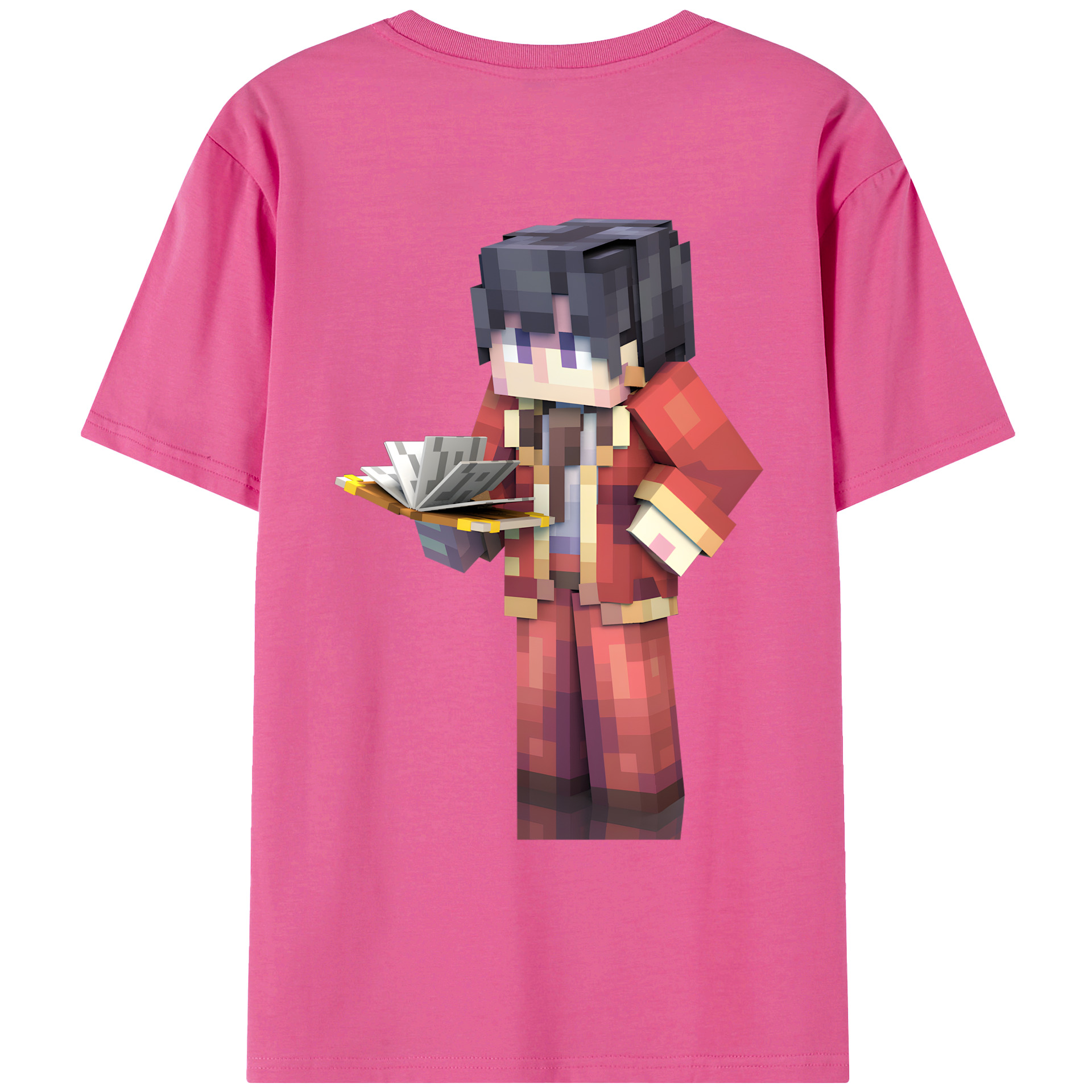 （画像用） マインクラフト ブロックの世界 Minecraft MC Block world レディース半袖Tシャツ(バックプリント)