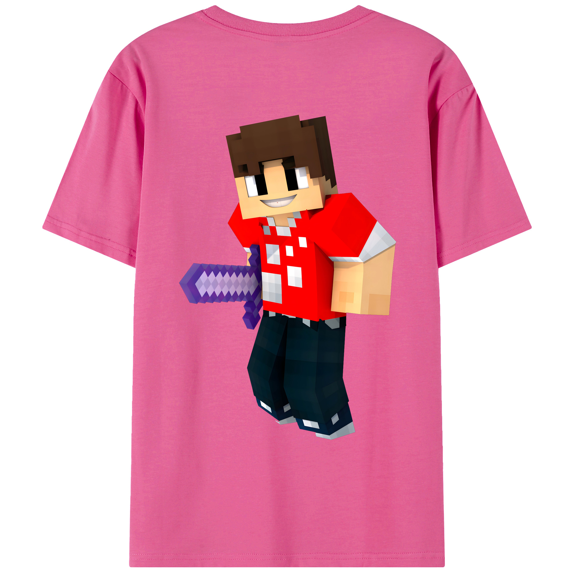 （画像用） マインクラフト ブロックの世界 Minecraft MC Block world レディース半袖Tシャツ(バックプリント)