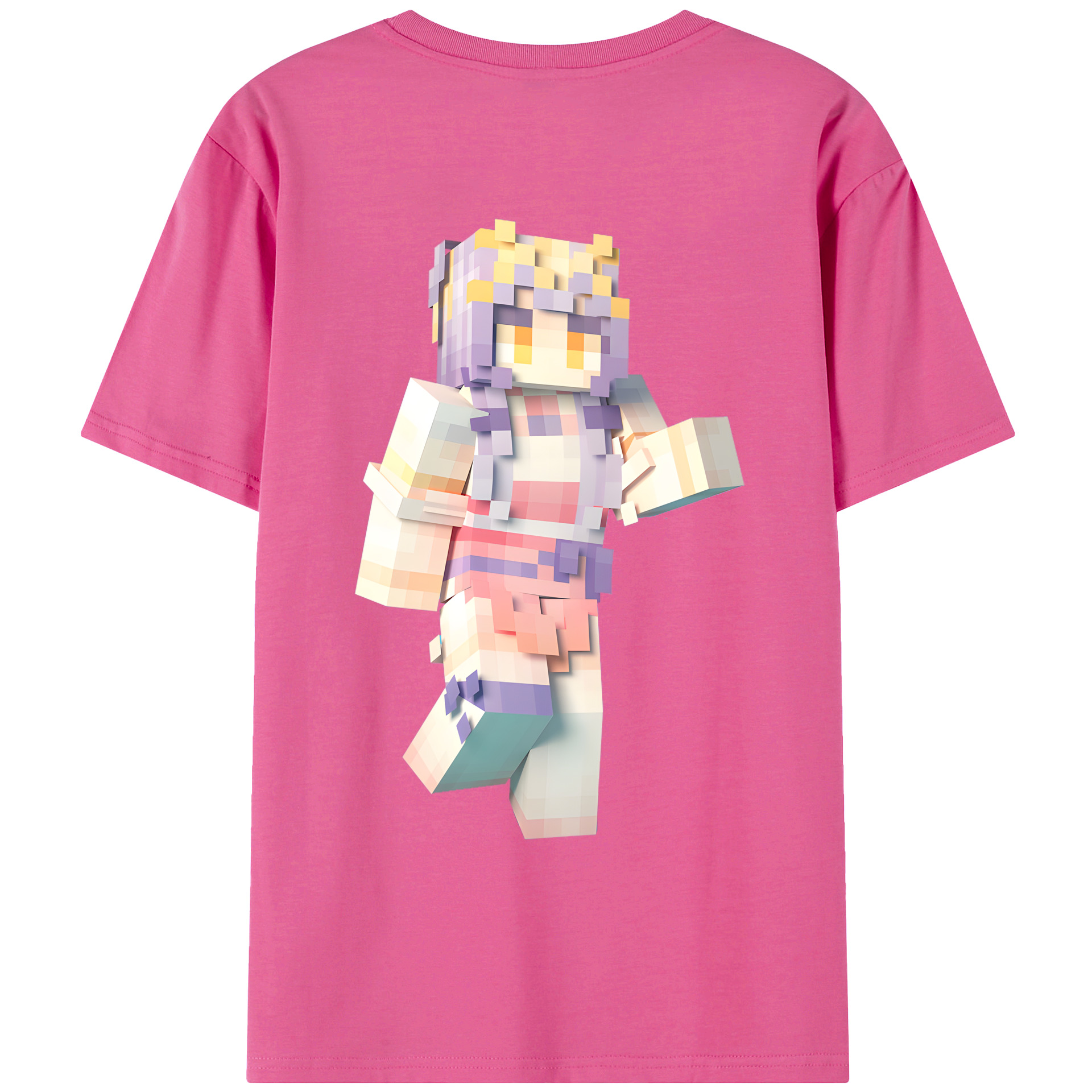 （画像用） マインクラフト ブロックの世界 Minecraft MC Block world レディース半袖Tシャツ(バックプリント)