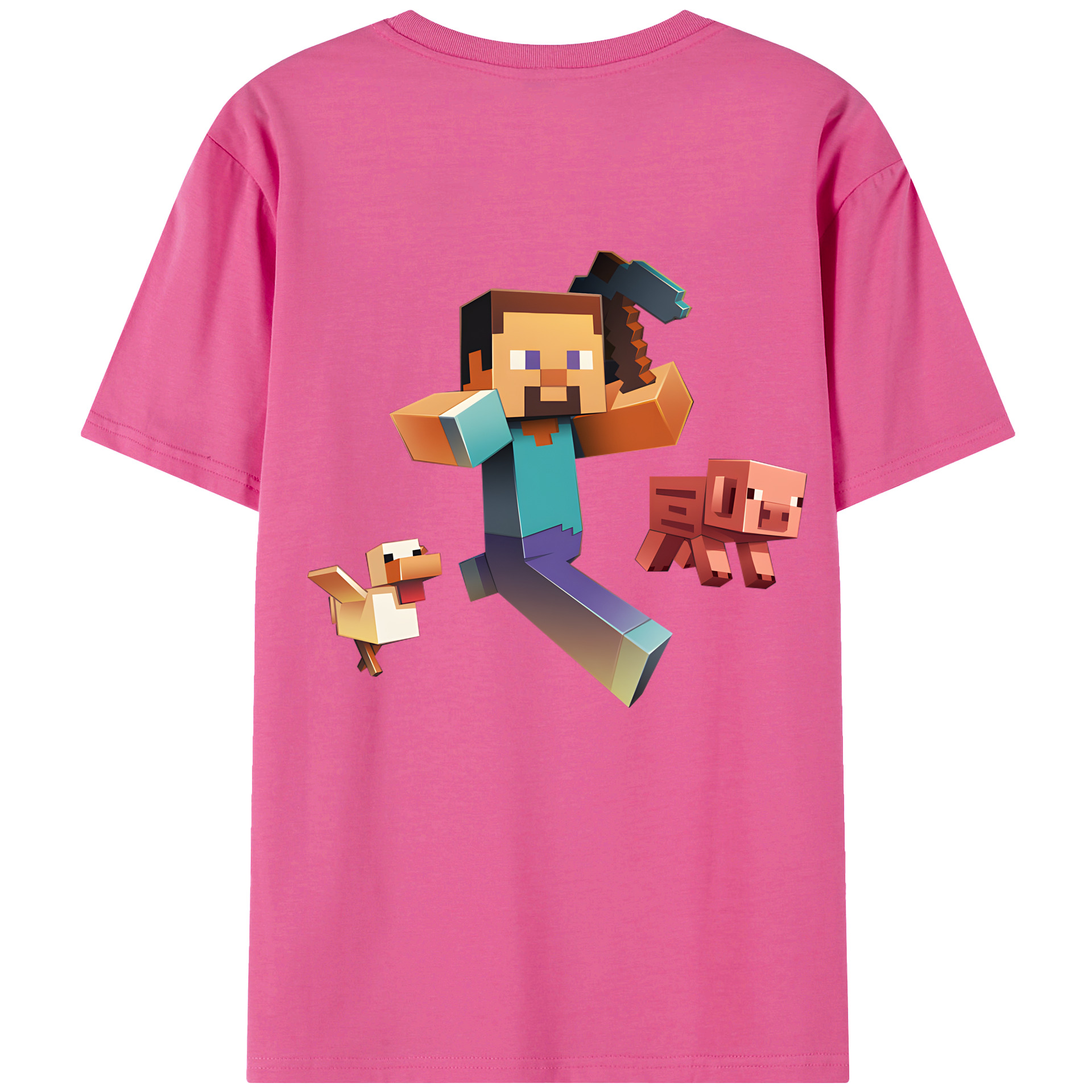 （画像用） マインクラフト ブロックの世界 Minecraft MC Block world レディース半袖Tシャツ(バックプリント)