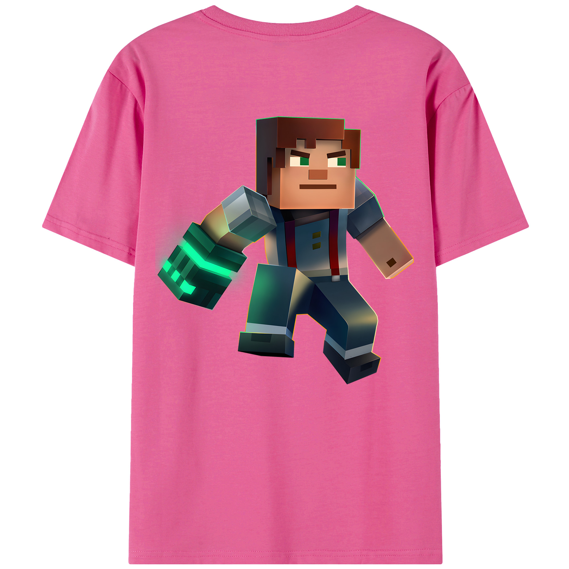 （画像用） マインクラフト ブロックの世界 Minecraft MC Block world レディース半袖Tシャツ(バックプリント)