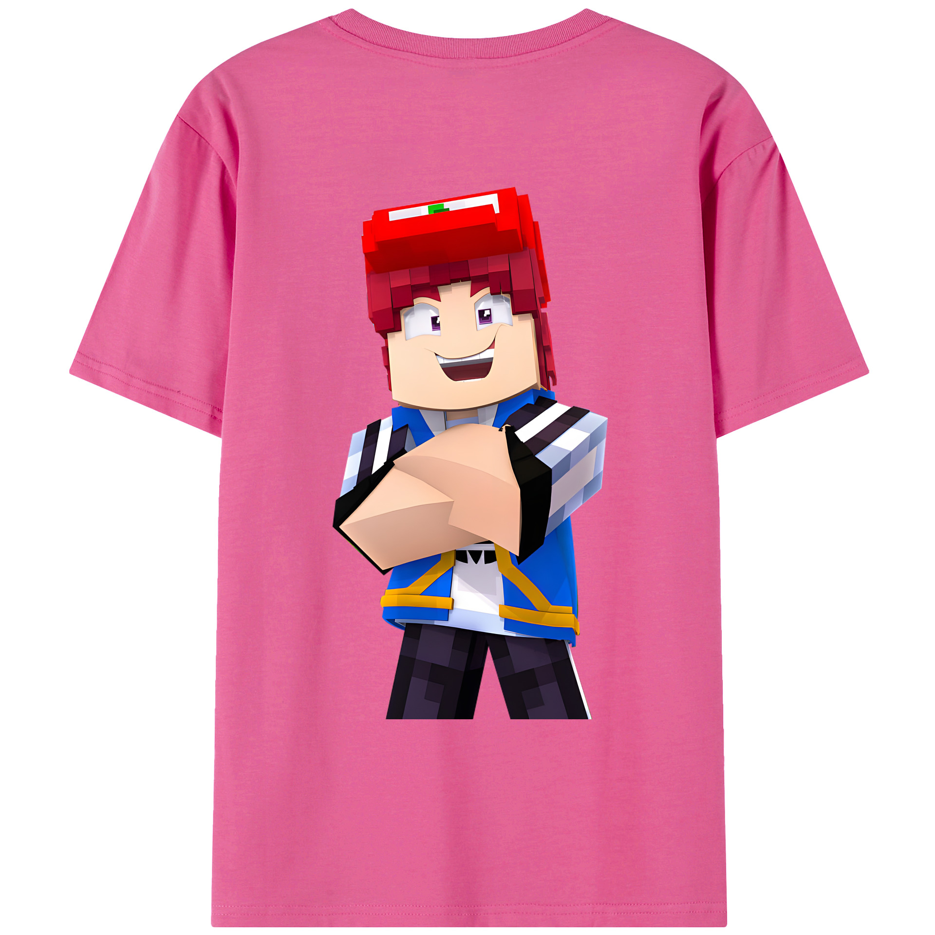 （画像用） マインクラフト ブロックの世界 Minecraft MC Block world レディース半袖Tシャツ(バックプリント)