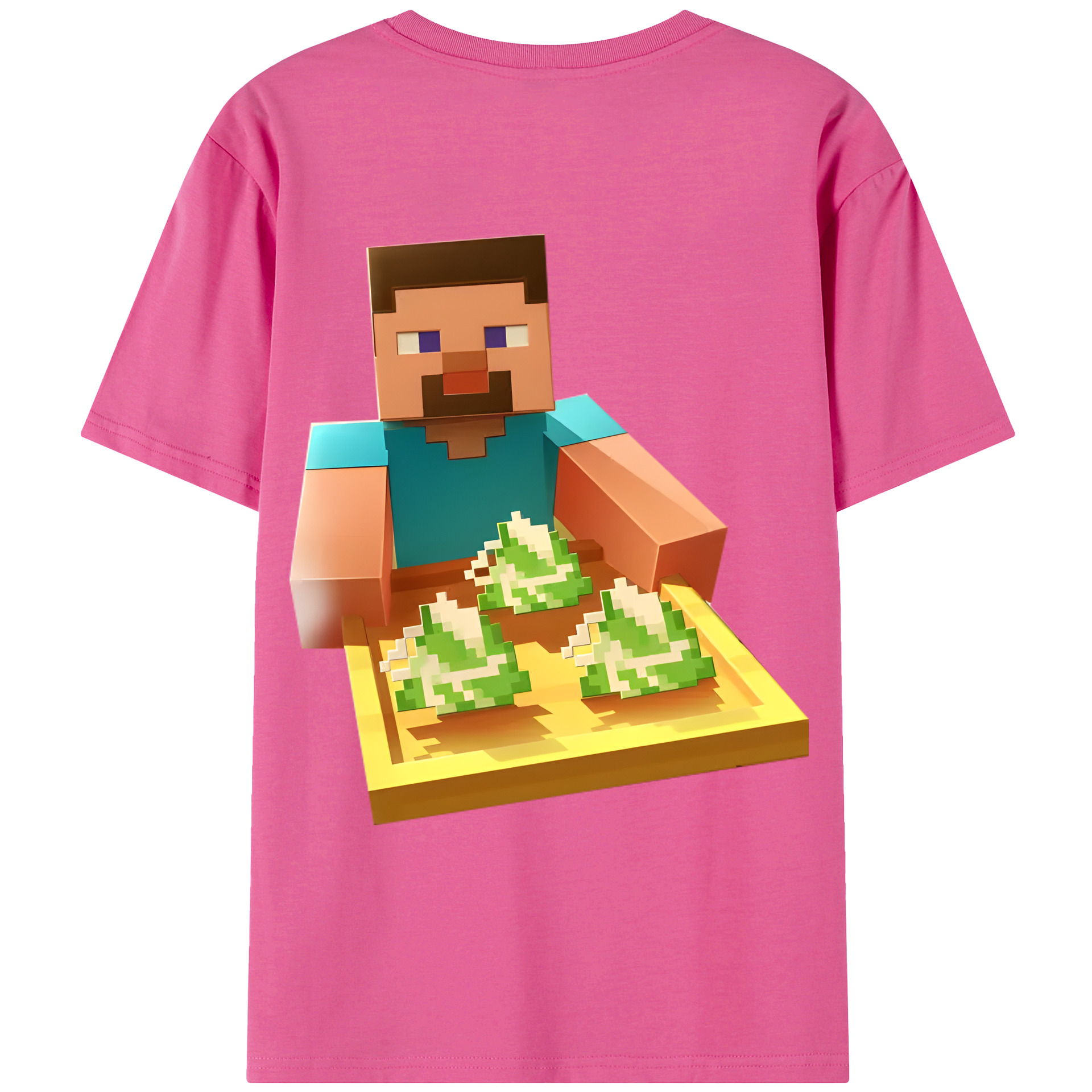 （画像用） マインクラフト ブロックの世界 Minecraft MC Block world レディース半袖Tシャツ(バックプリント)
