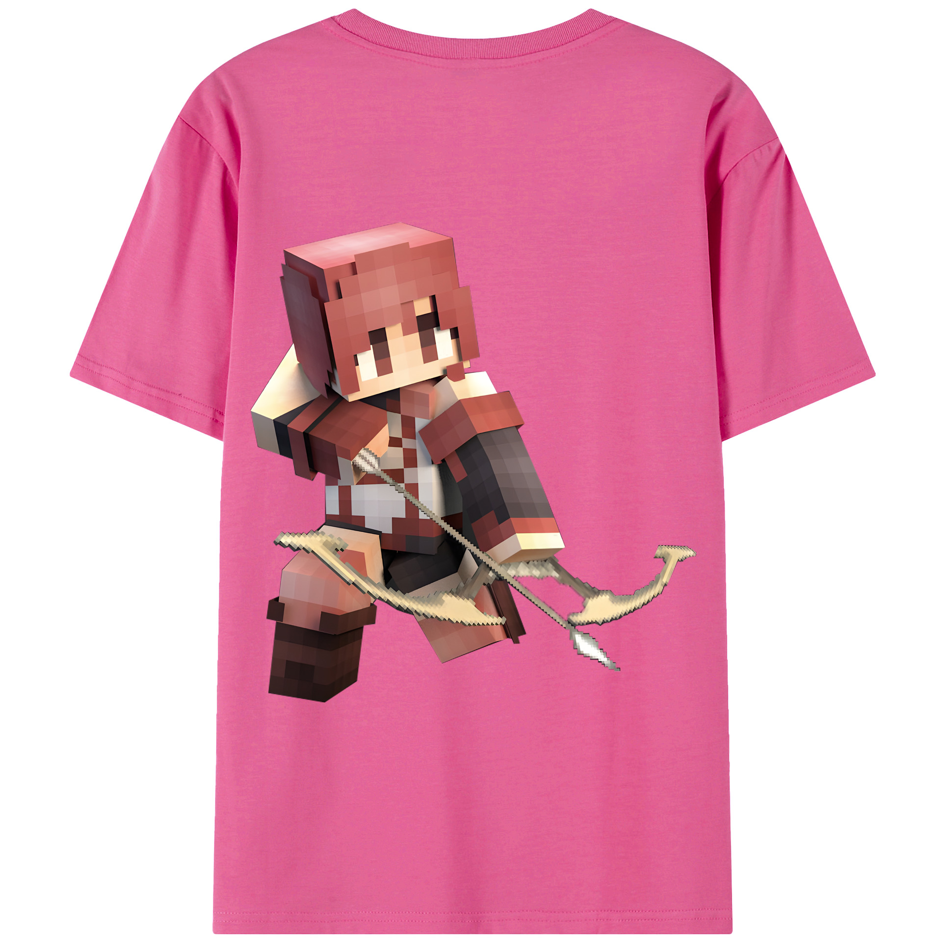 （画像用） マインクラフト ブロックの世界 Minecraft MC Block world レディース半袖Tシャツ(バックプリント)