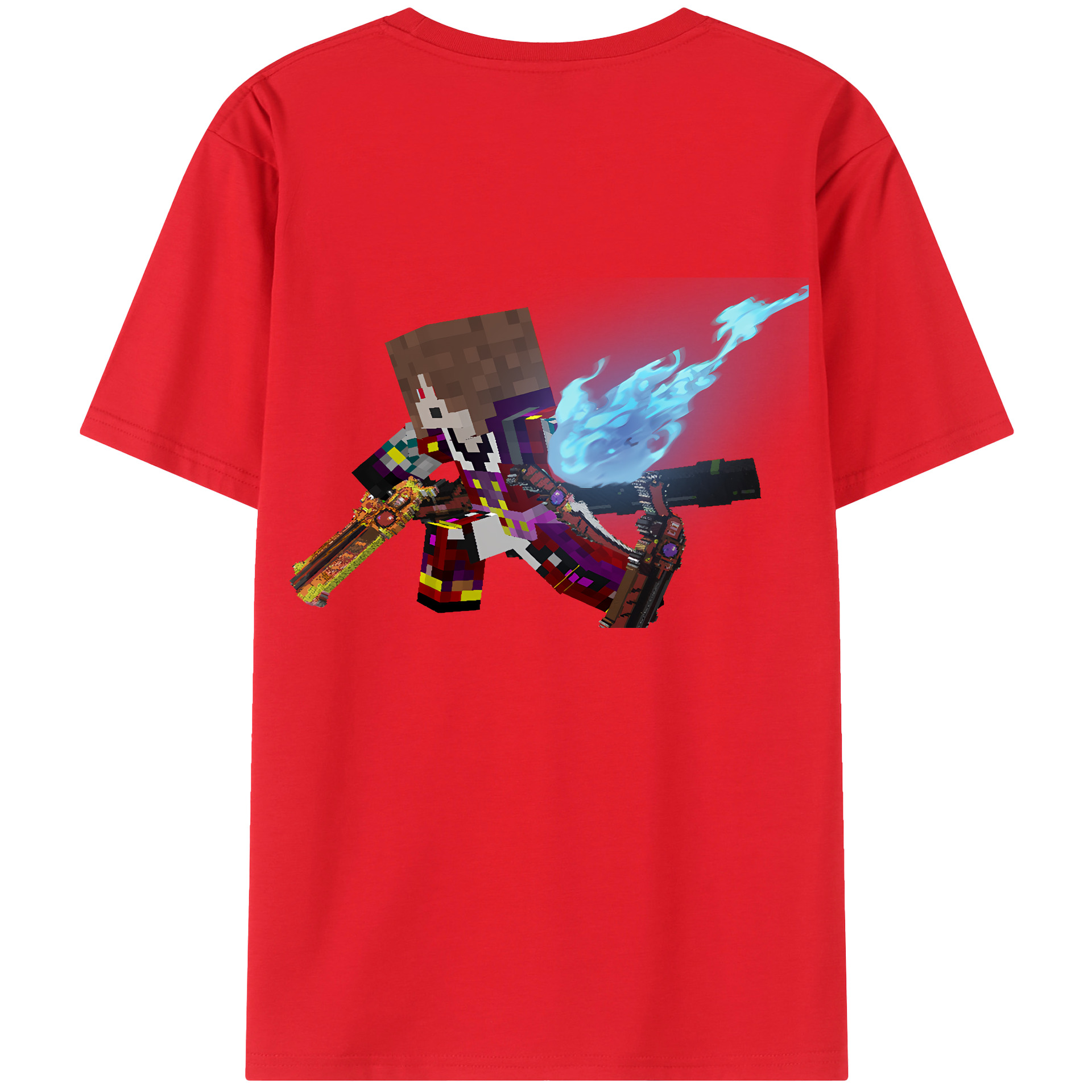 （画像用） マインクラフト ブロックの世界 Minecraft MC Block world レディース半袖Tシャツ(バックプリント)
