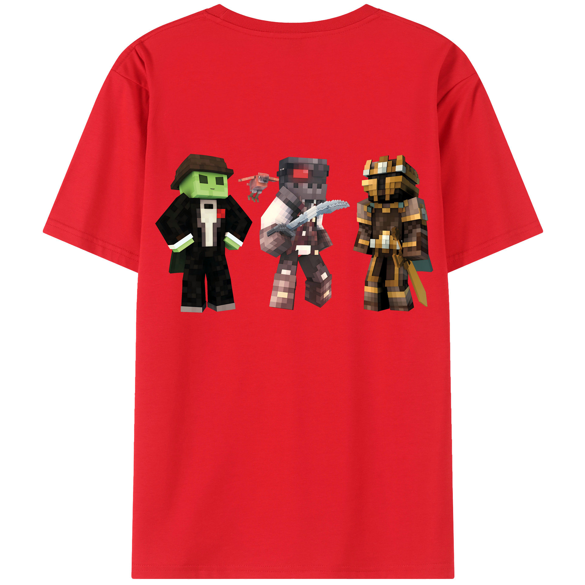 （画像用） マインクラフト ブロックの世界 Minecraft MC Block world レディース半袖Tシャツ(バックプリント)