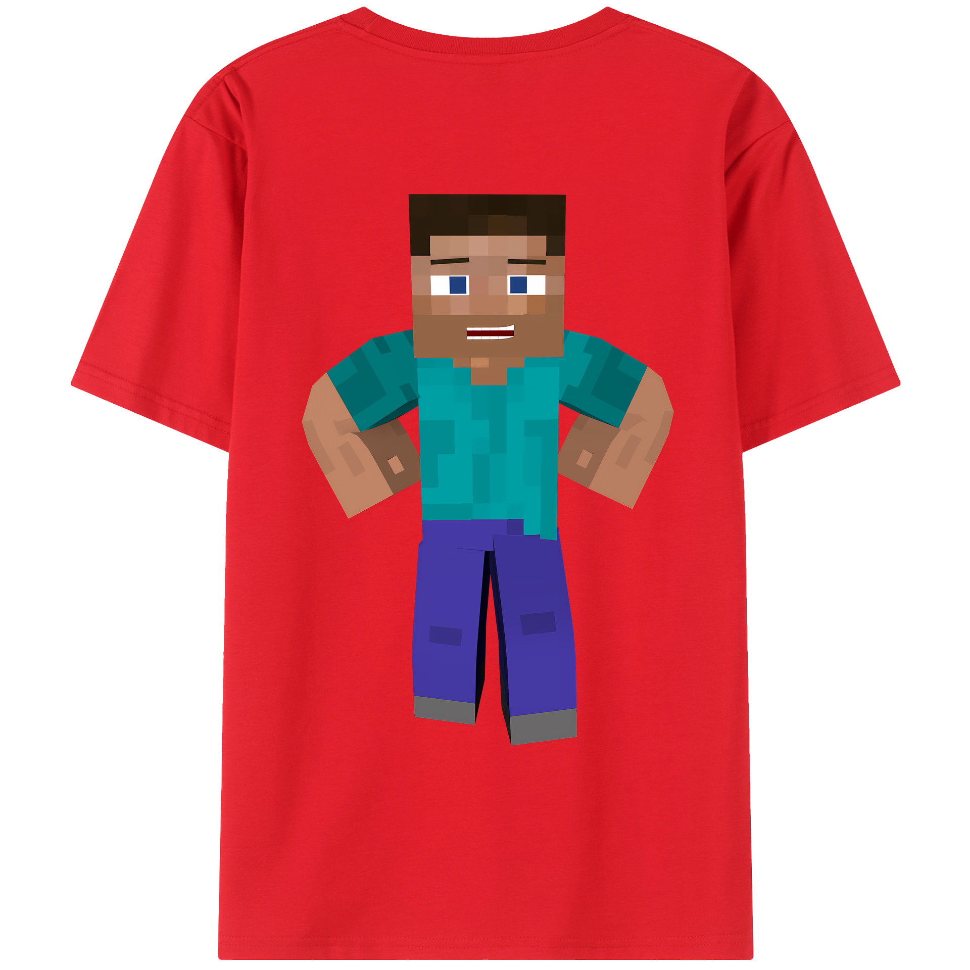 （画像用） マインクラフト ブロックの世界 Minecraft MC Block world レディース半袖Tシャツ(バックプリント)