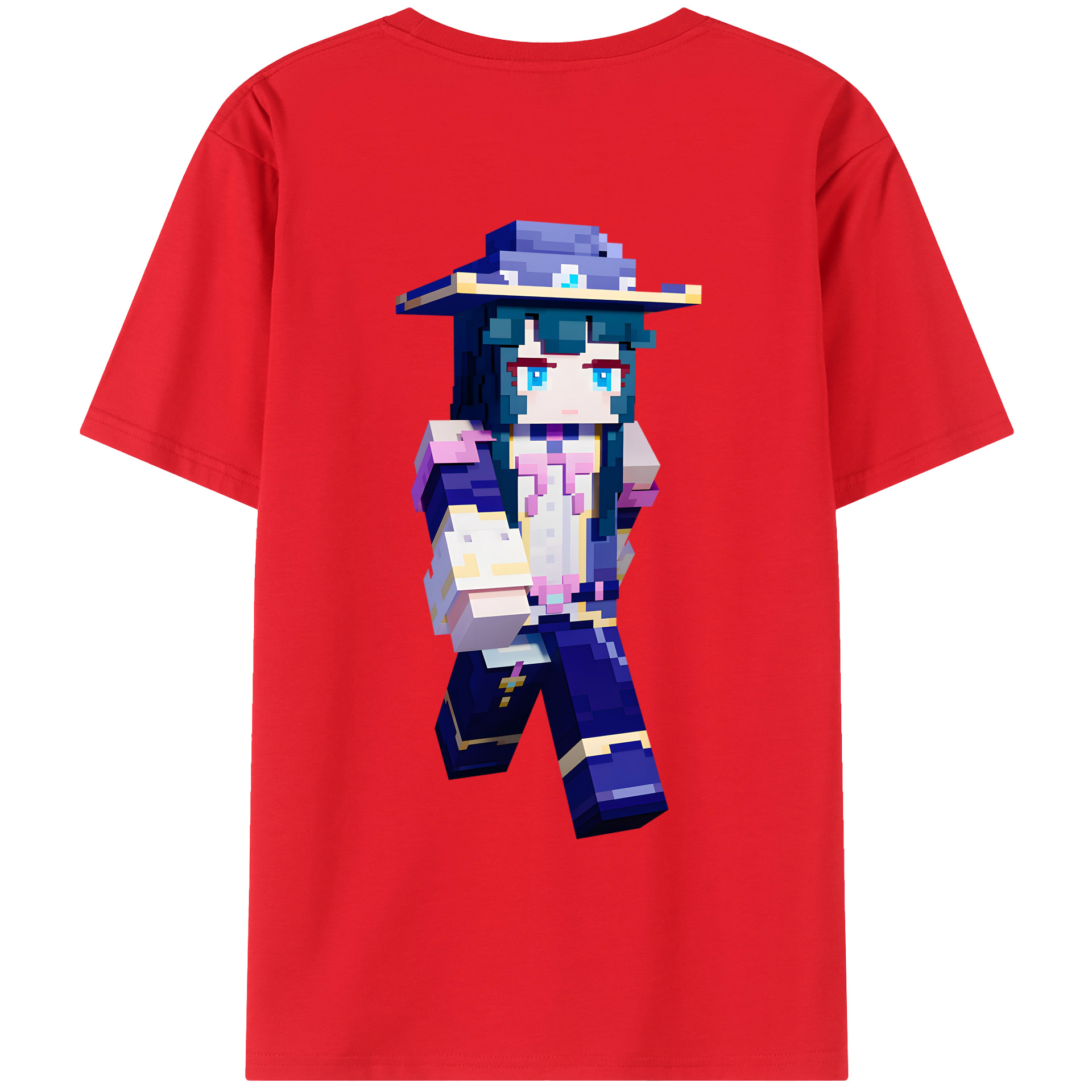 （画像用） マインクラフト ブロックの世界 Minecraft MC Block world レディース半袖Tシャツ(バックプリント)
