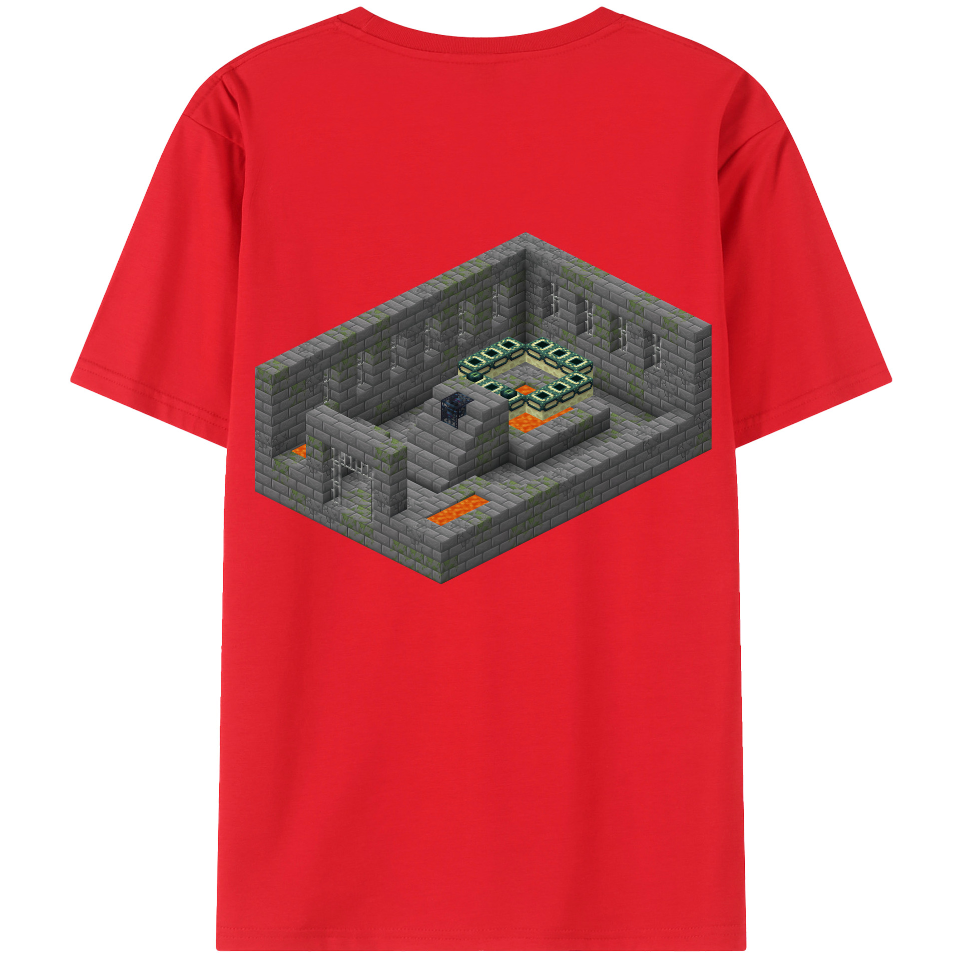 （画像用） マインクラフト ブロックの世界 Minecraft MC Block world レディース半袖Tシャツ(バックプリント)