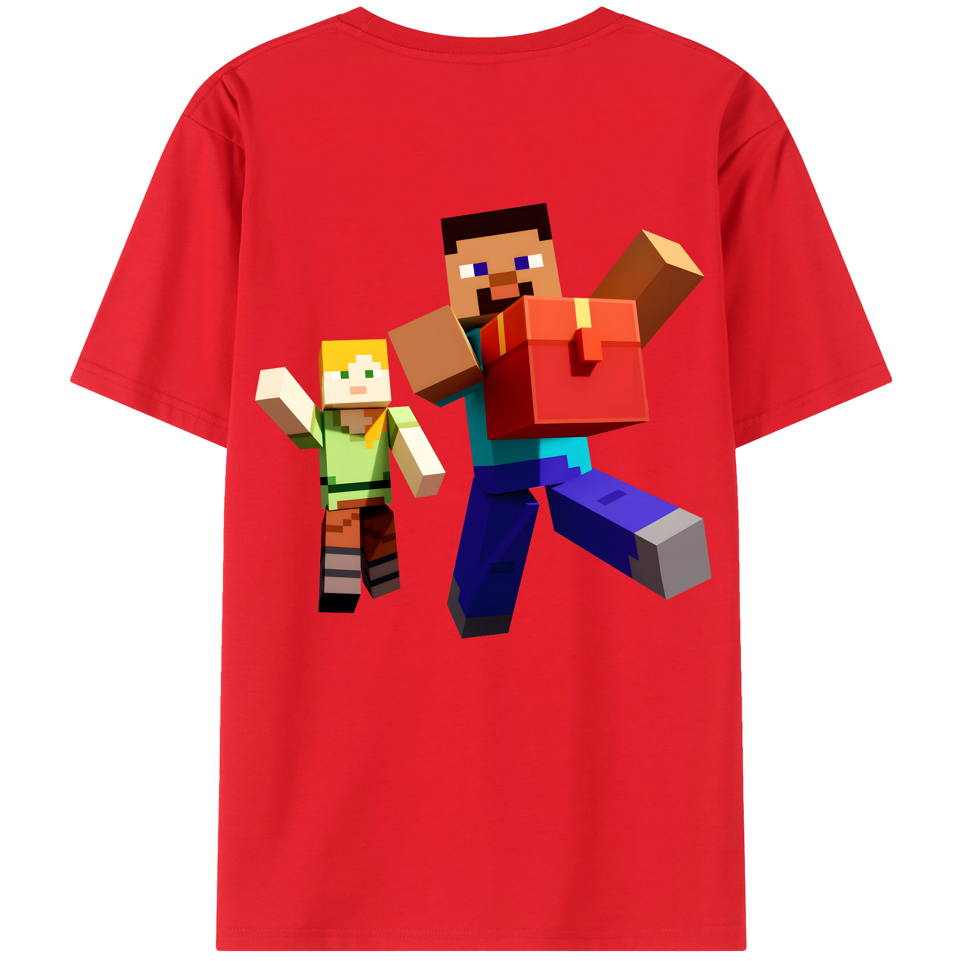 （画像用） マインクラフト ブロックの世界 Minecraft MC Block world レディース半袖Tシャツ(バックプリント)