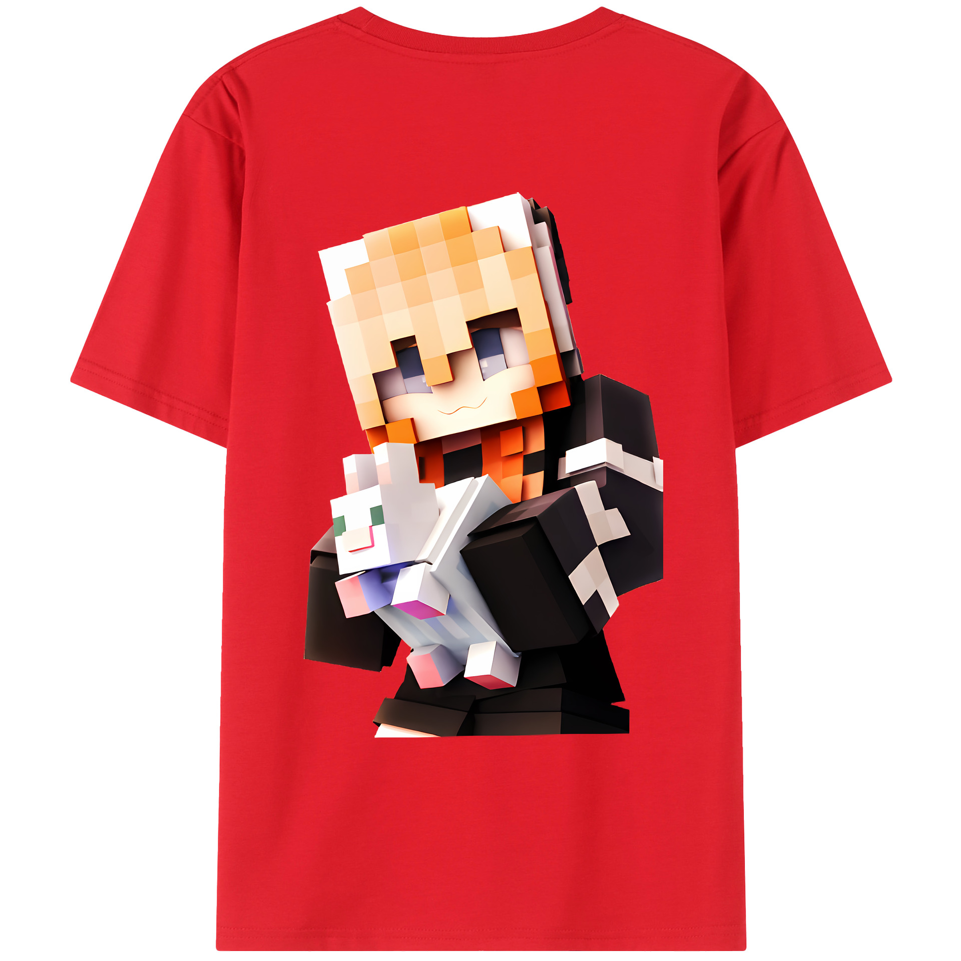 （画像用） マインクラフト ブロックの世界 Minecraft MC Block world レディース半袖Tシャツ(バックプリント)