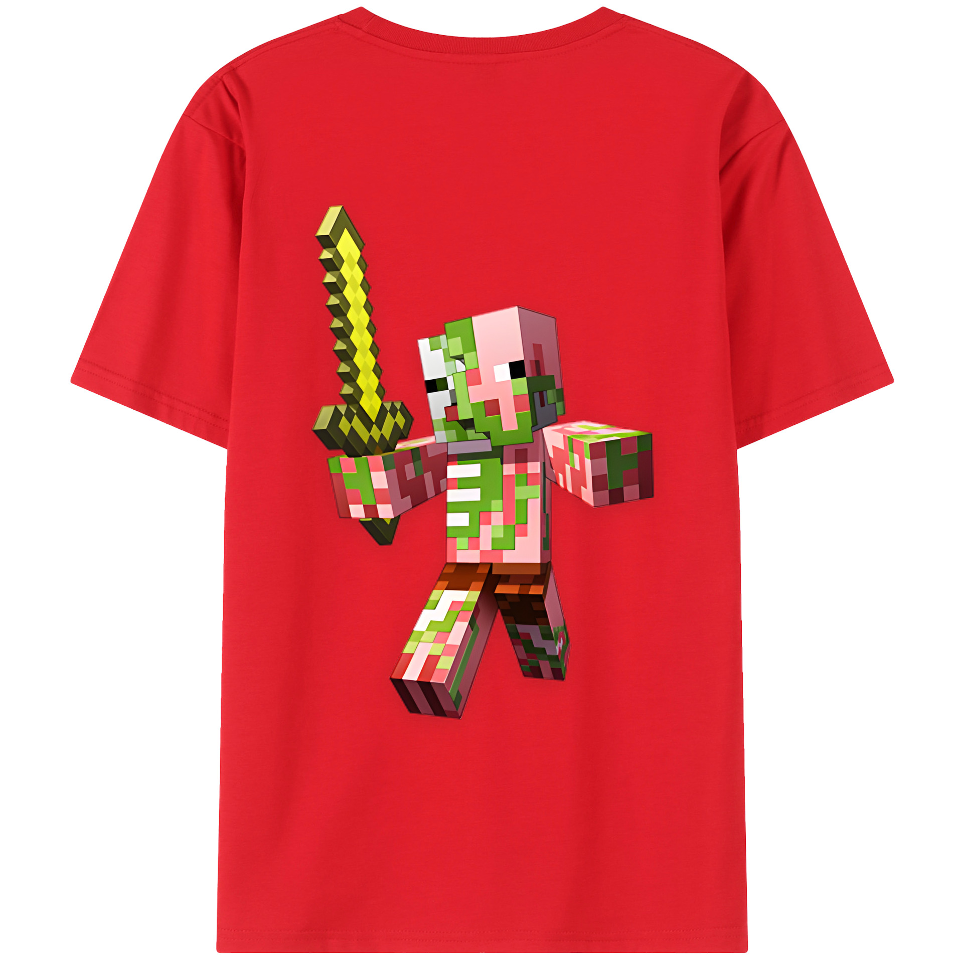 （画像用） マインクラフト ブロックの世界 Minecraft MC Block world レディース半袖Tシャツ(バックプリント)