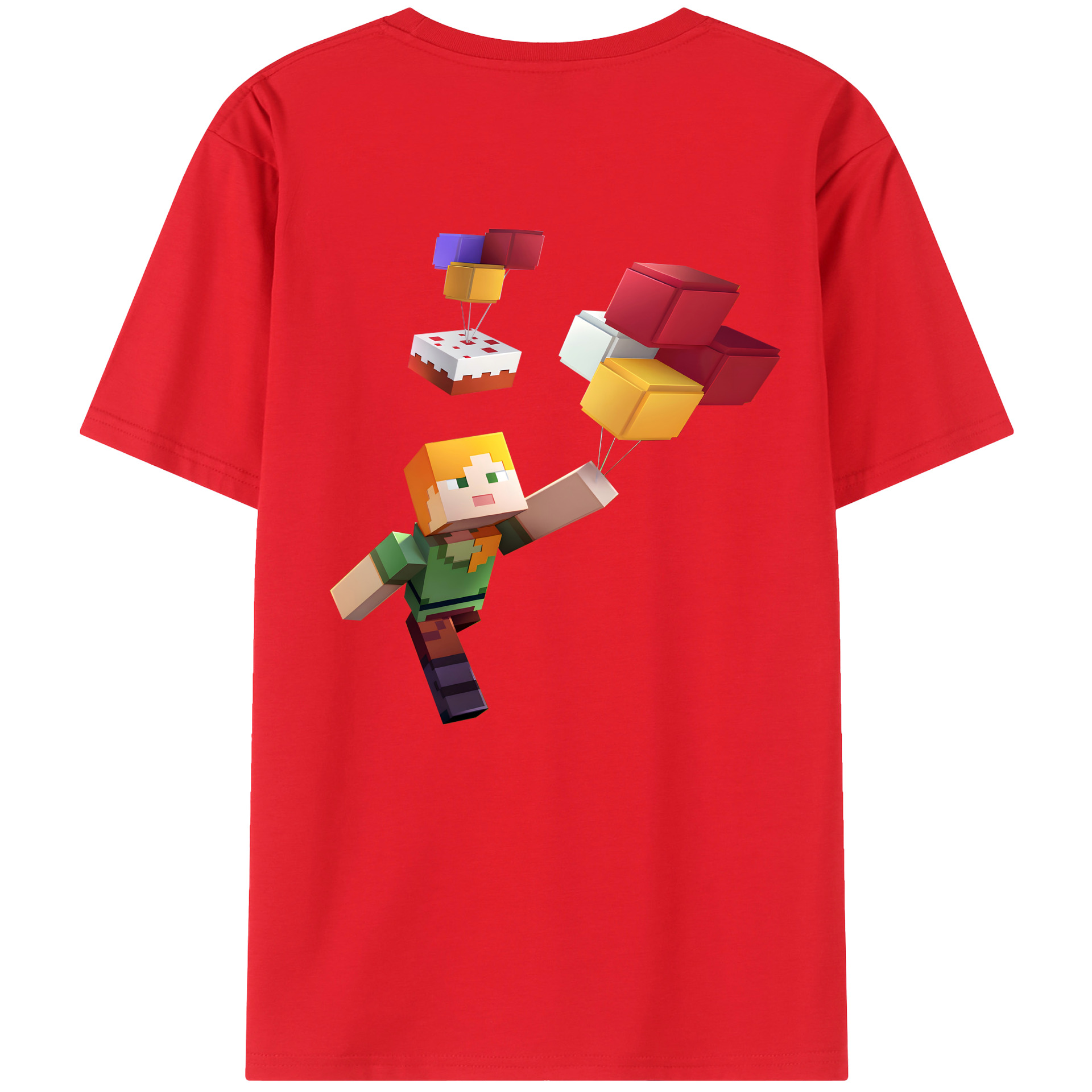 （画像用） マインクラフト ブロックの世界 Minecraft MC Block world レディース半袖Tシャツ(バックプリント)