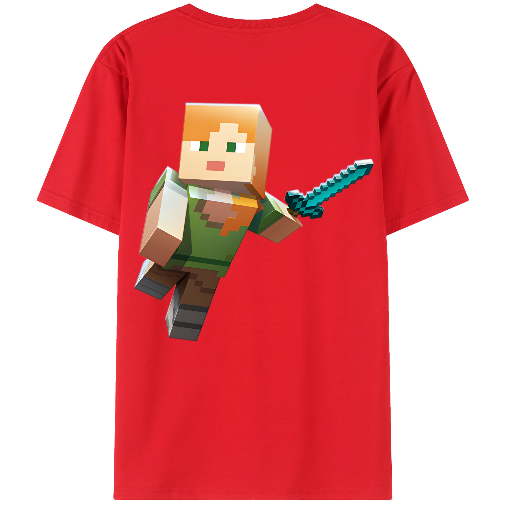 （画像用） マインクラフト ブロックの世界 Minecraft MC Block world レディース半袖Tシャツ(バックプリント)