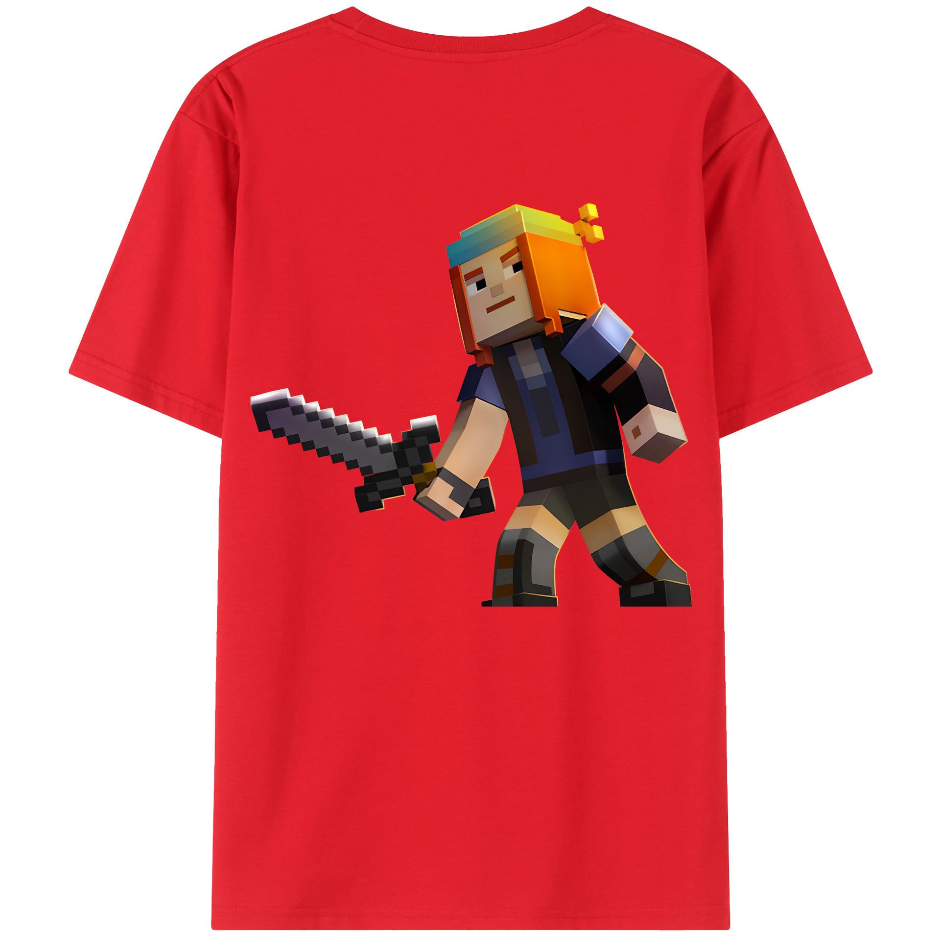 （画像用） マインクラフト ブロックの世界 Minecraft MC Block world レディース半袖Tシャツ(バックプリント)