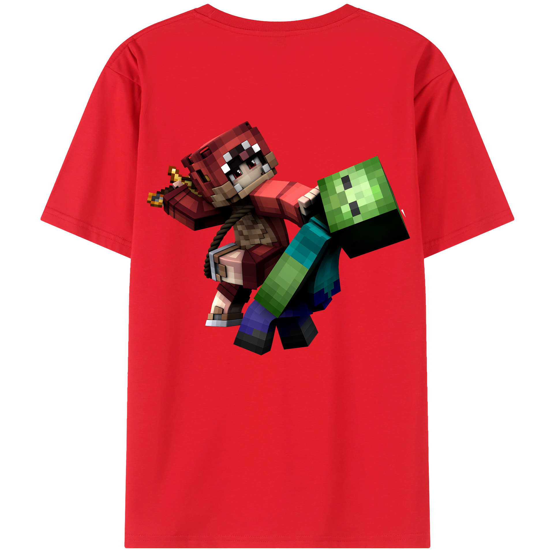 （画像用） マインクラフト ブロックの世界 Minecraft MC Block world レディース半袖Tシャツ(バックプリント)