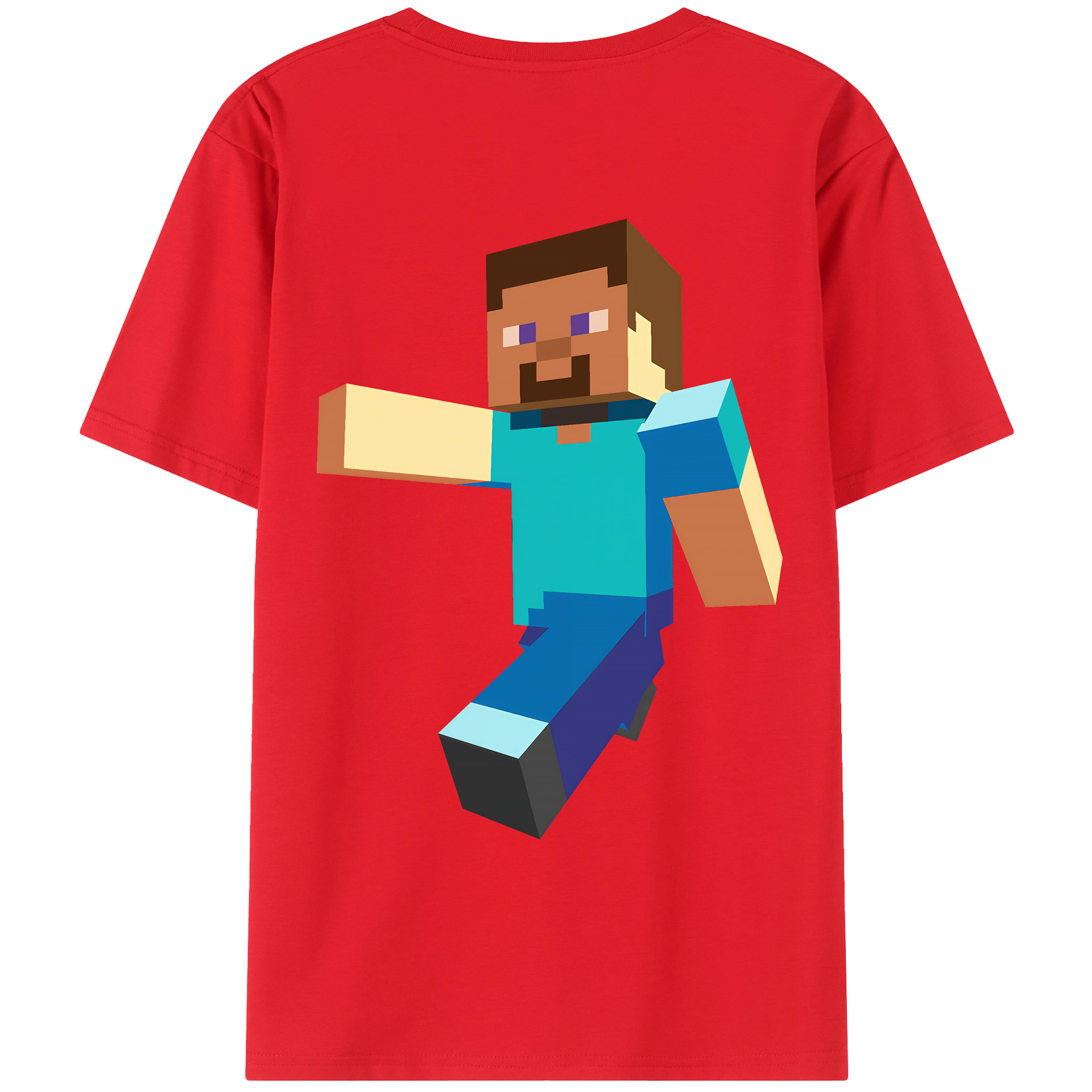 （画像用） マインクラフト ブロックの世界 Minecraft MC Block world レディース半袖Tシャツ(バックプリント)