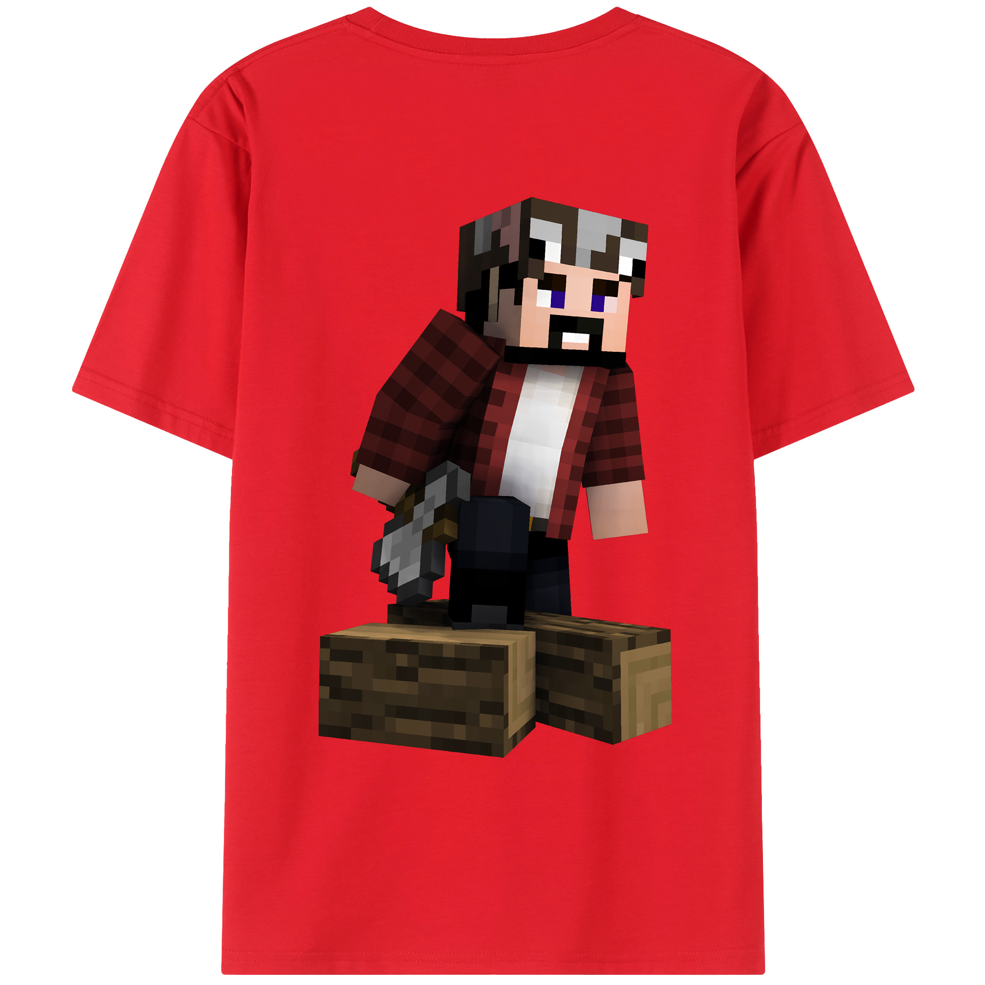 （画像用） マインクラフト ブロックの世界 Minecraft MC Block world レディース半袖Tシャツ(バックプリント)
