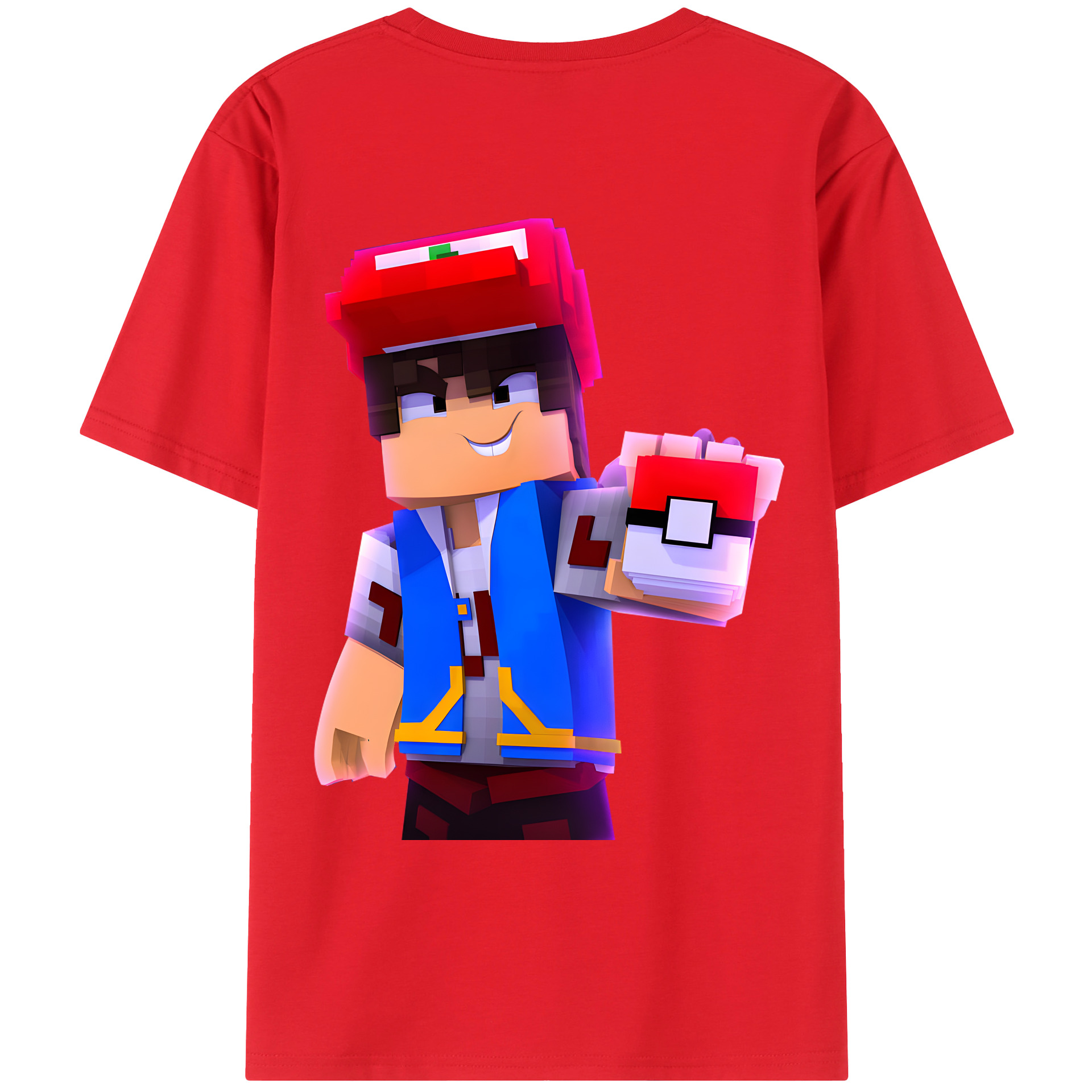 （画像用） マインクラフト ブロックの世界 Minecraft MC Block world レディース半袖Tシャツ(バックプリント)