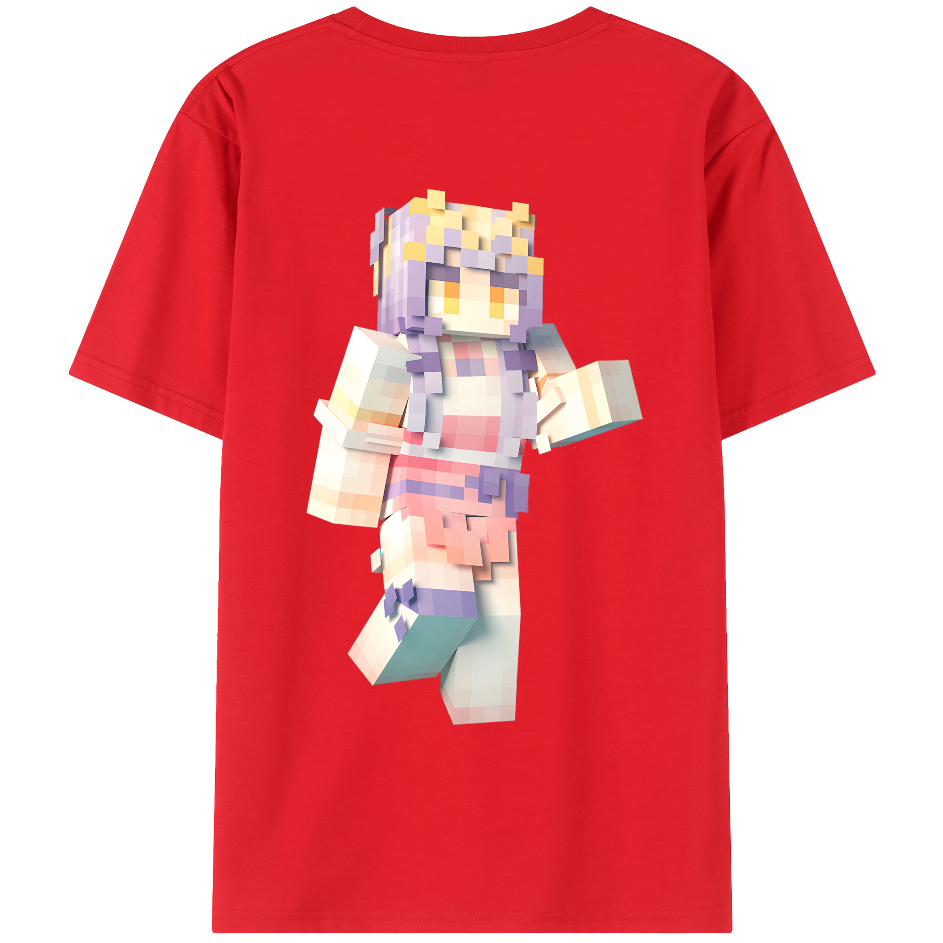 （画像用） マインクラフト ブロックの世界 Minecraft MC Block world レディース半袖Tシャツ(バックプリント)