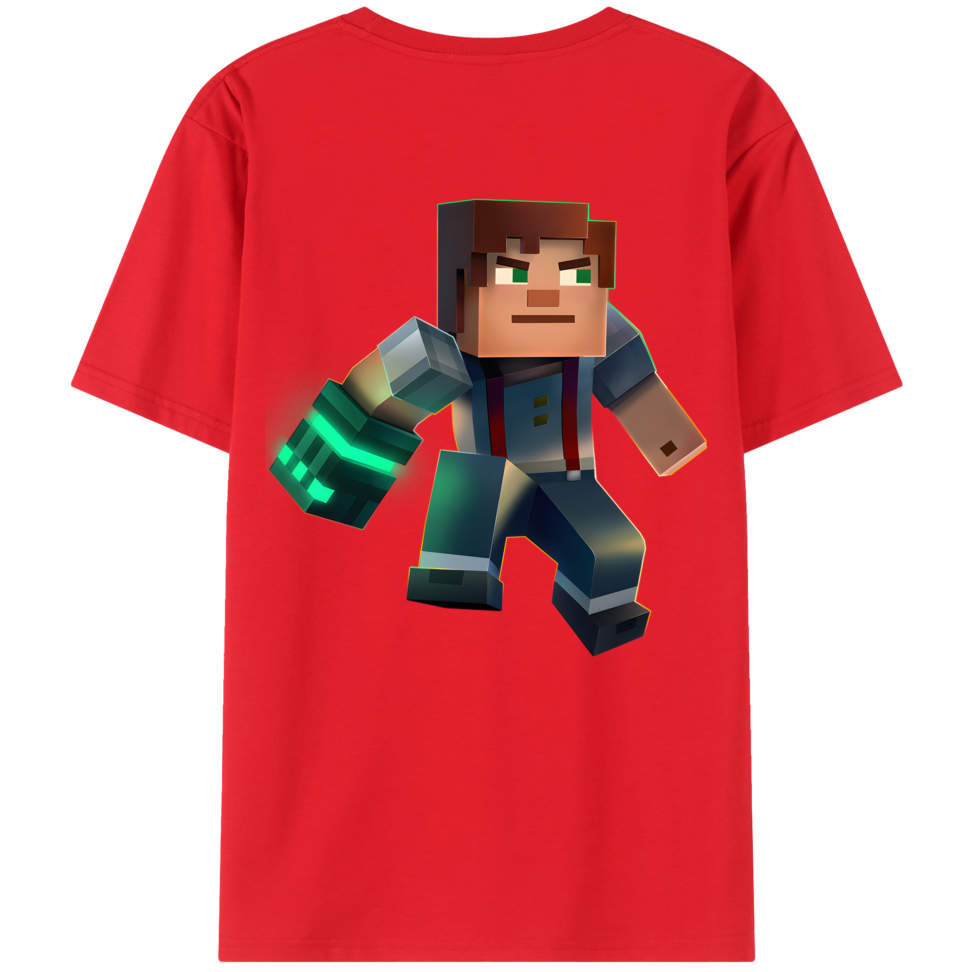 （画像用） マインクラフト ブロックの世界 Minecraft MC Block world レディース半袖Tシャツ(バックプリント)