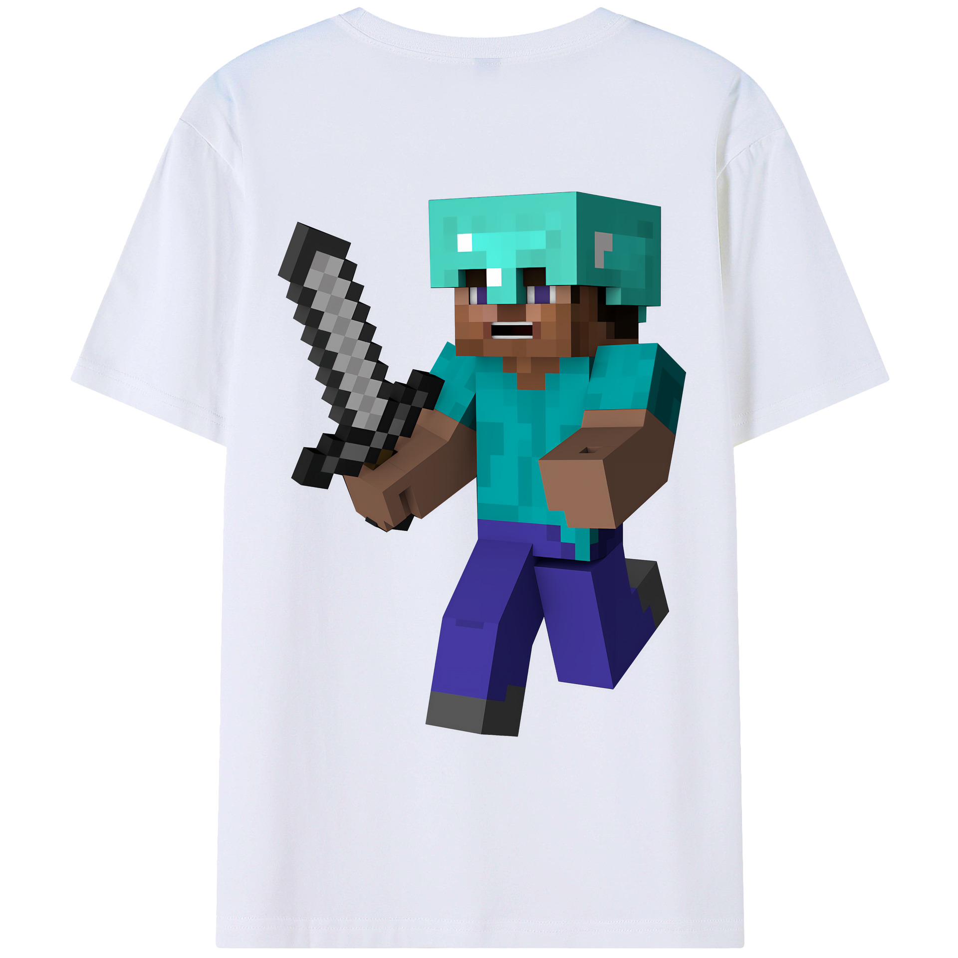 （画像用） マインクラフト ブロックの世界 Minecraft MC Block world レディース半袖Tシャツ(バックプリント)