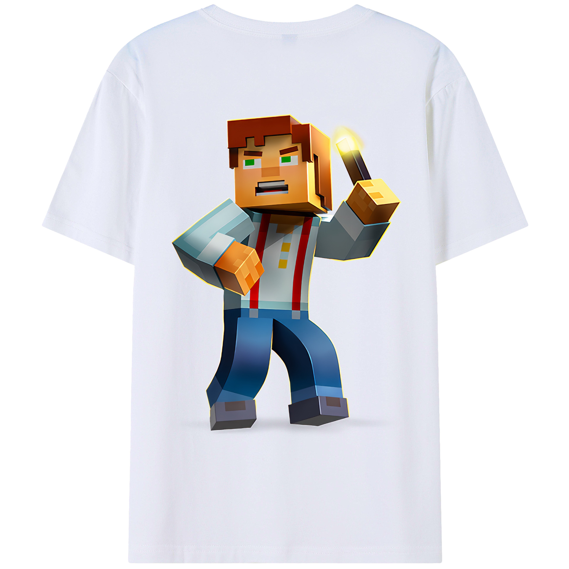 （画像用） マインクラフト ブロックの世界 Minecraft MC Block world レディース半袖Tシャツ(バックプリント)
