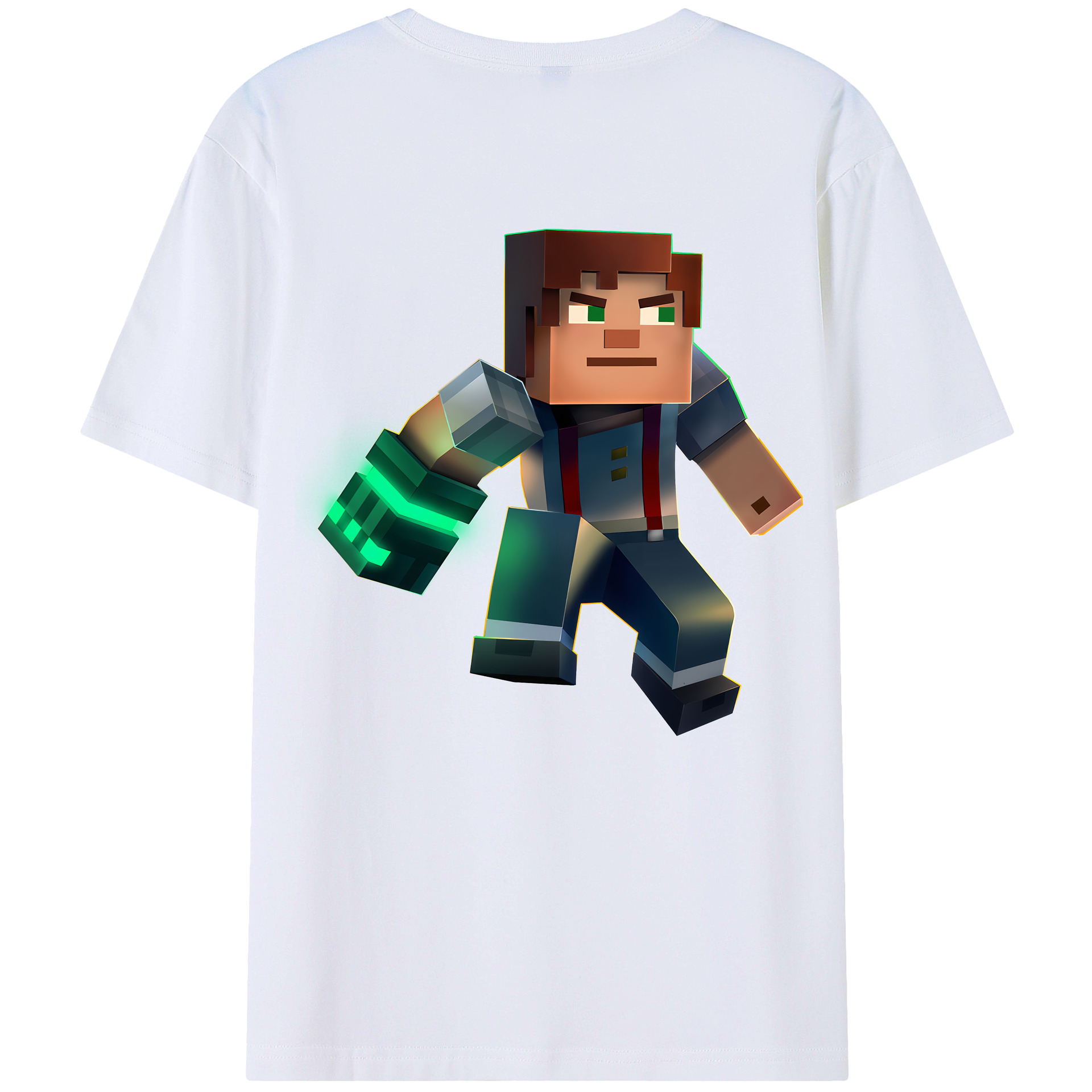 （画像用） マインクラフト ブロックの世界 Minecraft MC Block world レディース半袖Tシャツ(バックプリント)