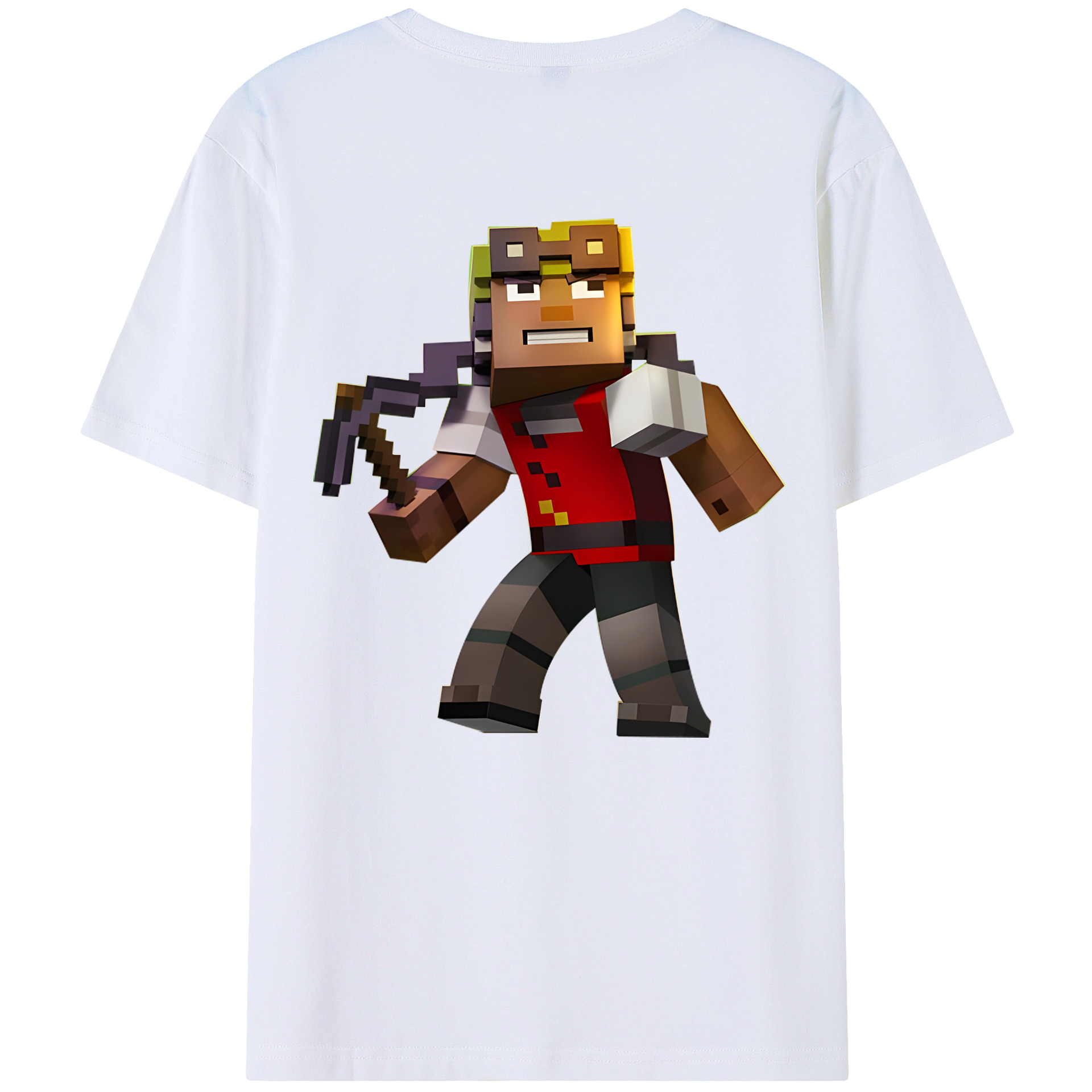 （画像用） マインクラフト ブロックの世界 Minecraft MC Block world レディース半袖Tシャツ(バックプリント)