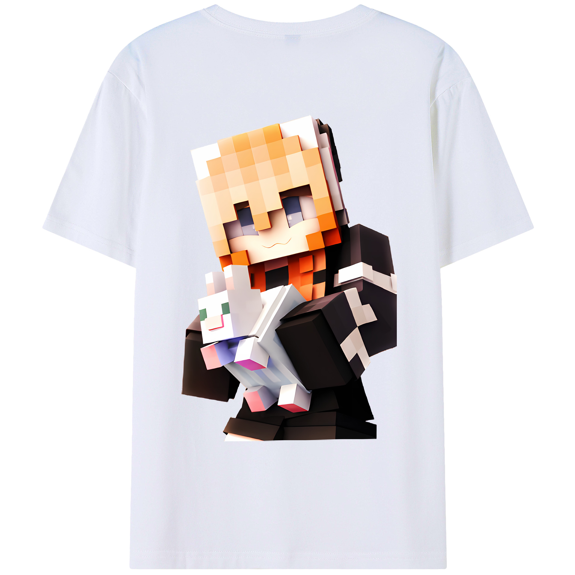 （画像用） マインクラフト ブロックの世界 Minecraft MC Block world レディース半袖Tシャツ(バックプリント)