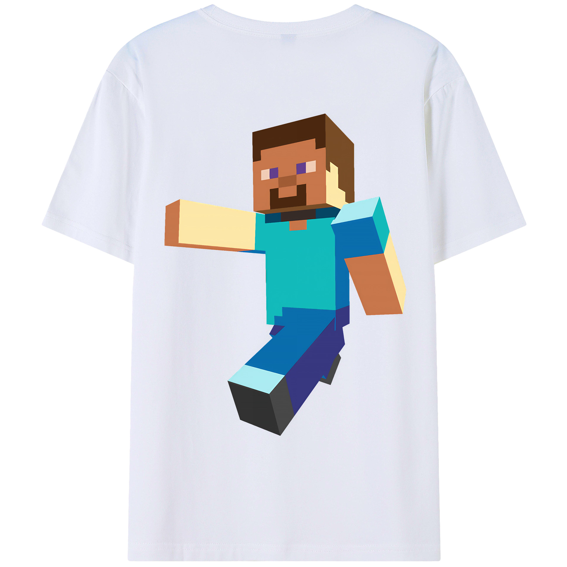 （画像用） マインクラフト ブロックの世界 Minecraft MC Block world レディース半袖Tシャツ(バックプリント)