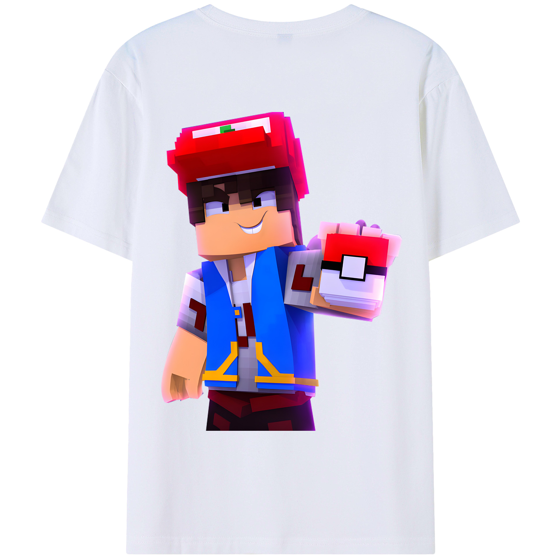 （画像用） マインクラフト ブロックの世界 Minecraft MC Block world レディース半袖Tシャツ(バックプリント)