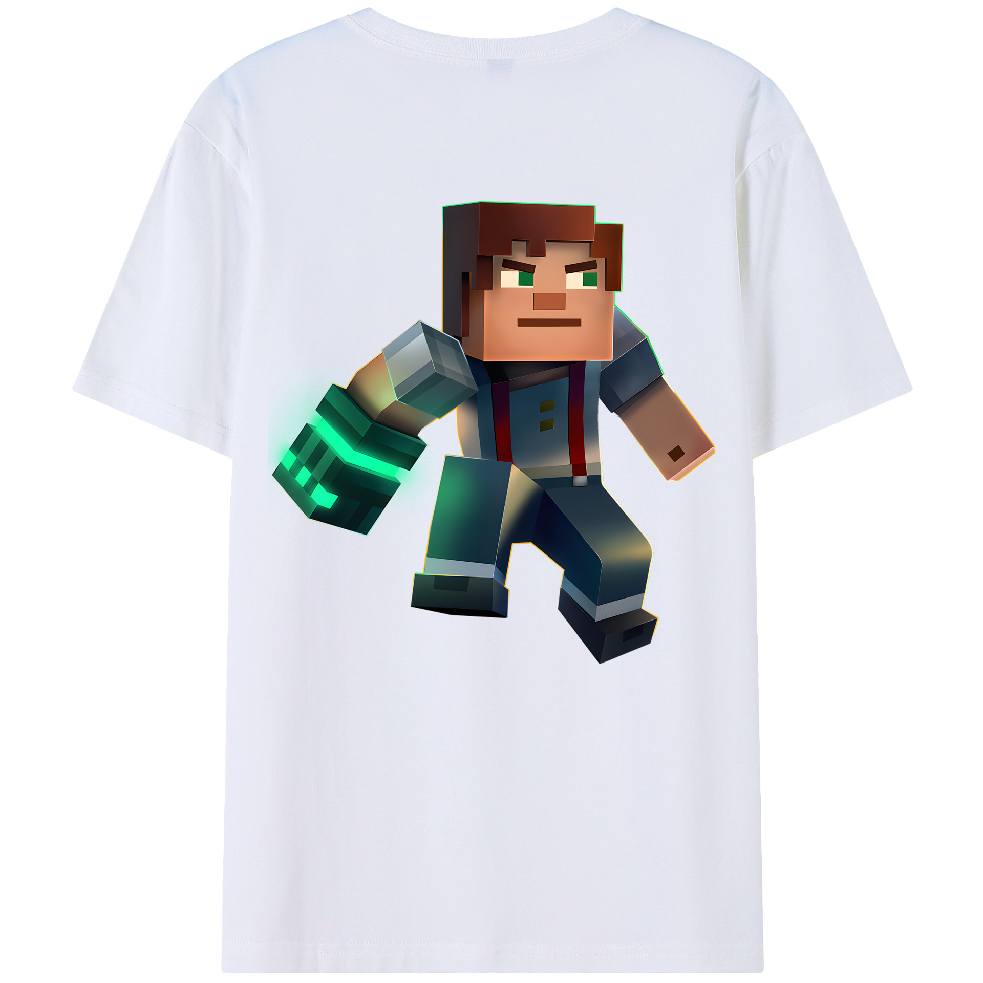 （画像用） マインクラフト ブロックの世界 Minecraft MC Block world レディース半袖Tシャツ(バックプリント)