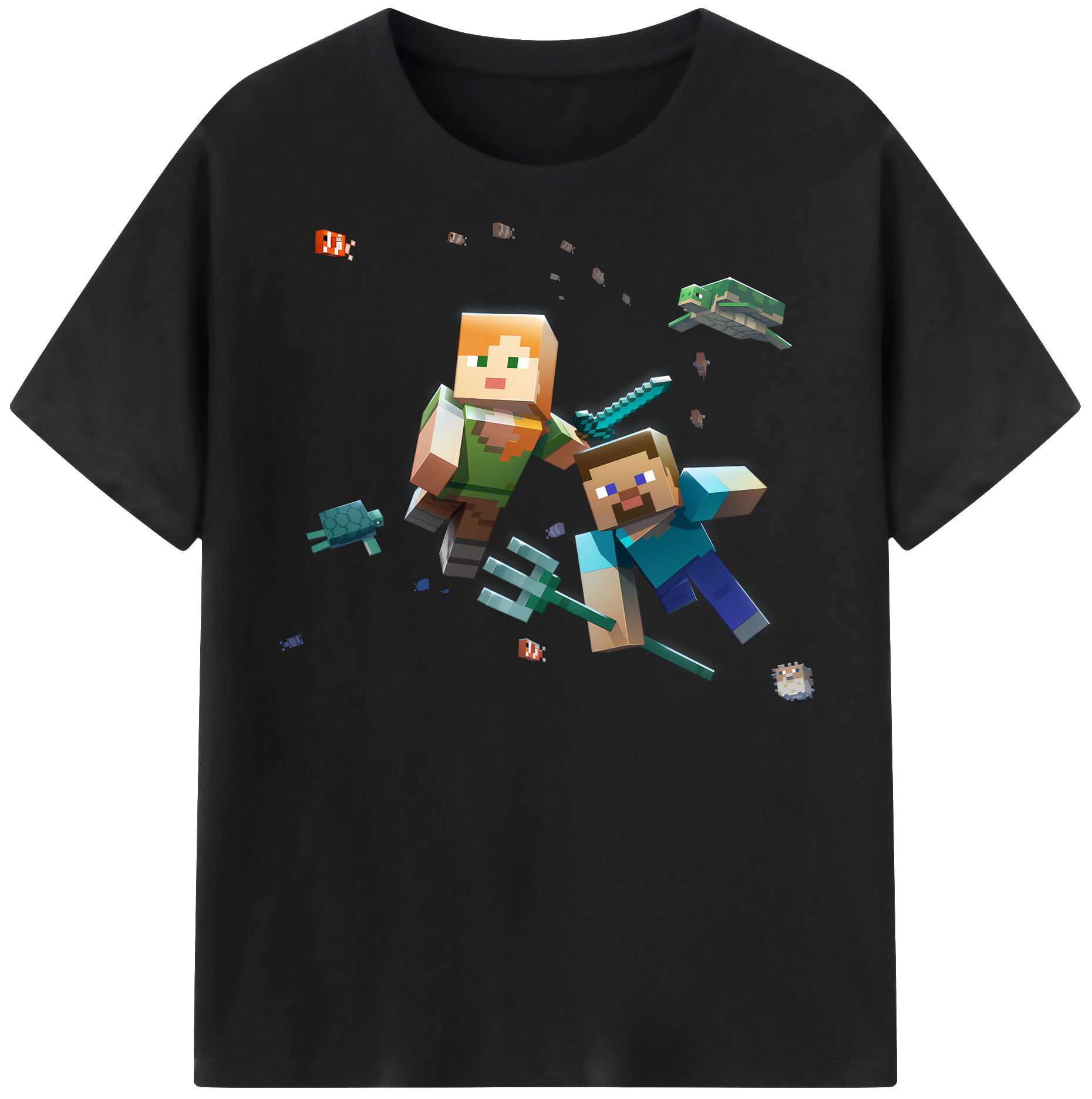 （画像用） マインクラフト ブロックの世界 Minecraft MC Block world レディースカジュアルプリントTシャツ（綿100％）