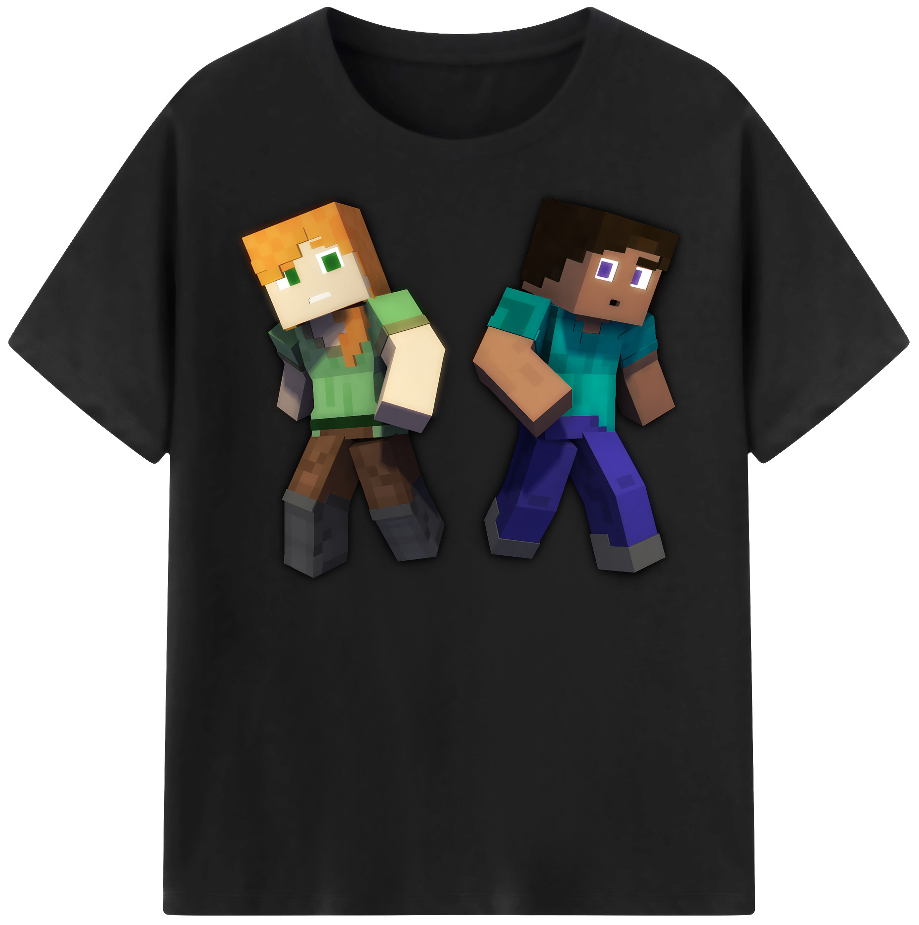 （画像用） マインクラフト ブロックの世界 Minecraft MC Block world レディースカジュアルプリントTシャツ（綿100％）