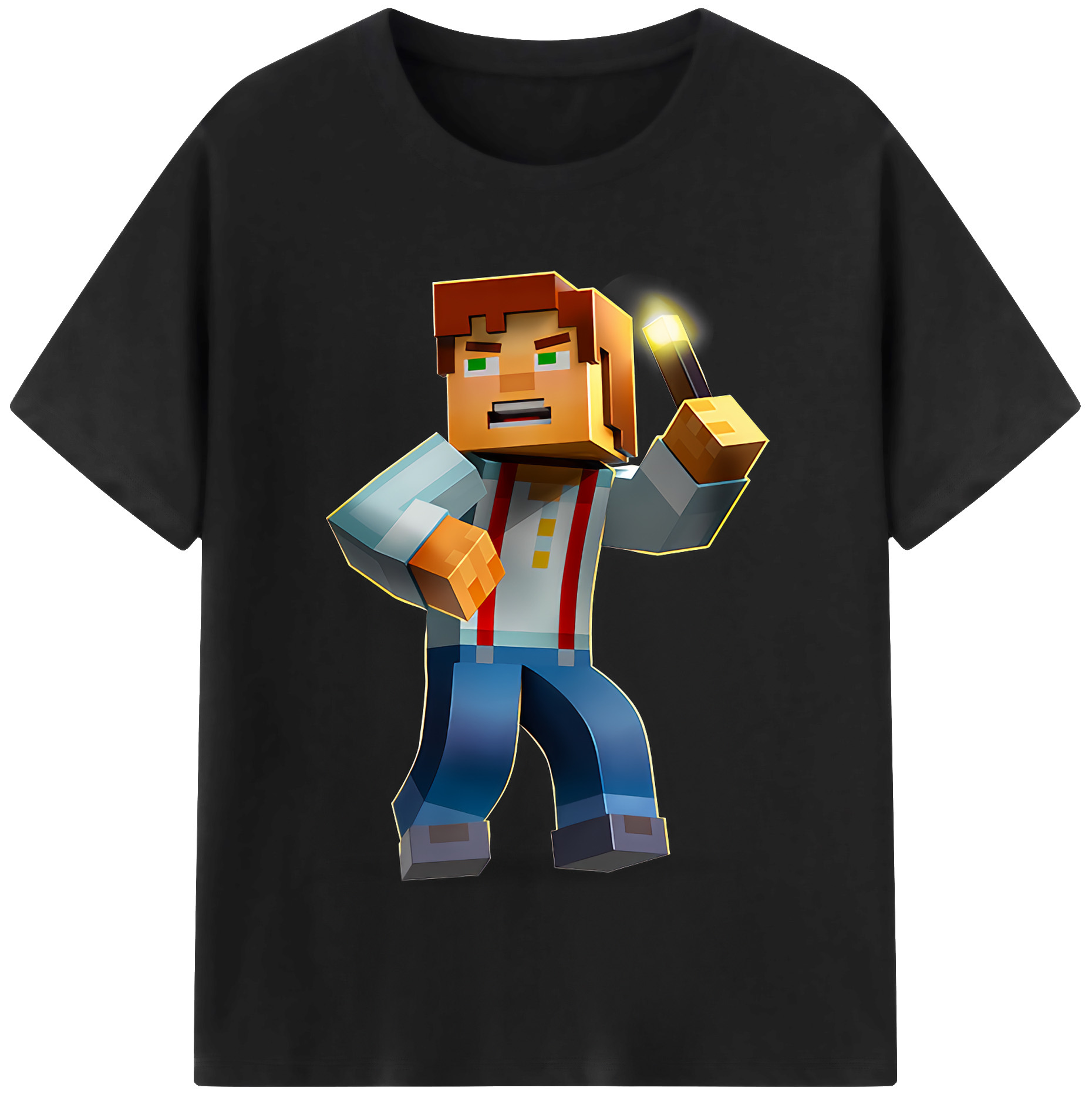 （画像用） マインクラフト ブロックの世界 Minecraft MC Block world レディースカジュアルプリントTシャツ（綿100％）