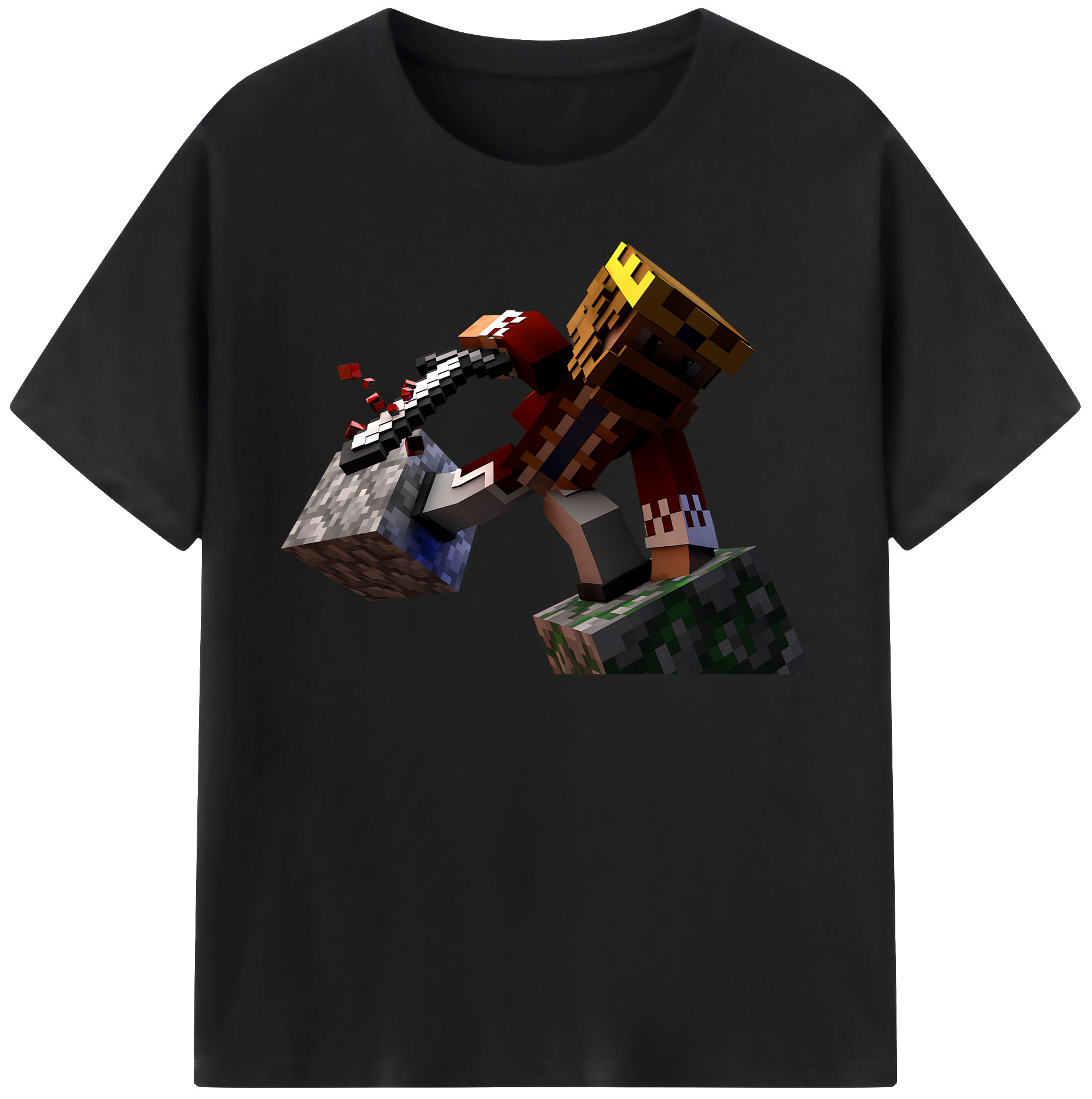 （画像用） マインクラフト ブロックの世界 Minecraft MC Block world レディースカジュアルプリントTシャツ（綿100％）