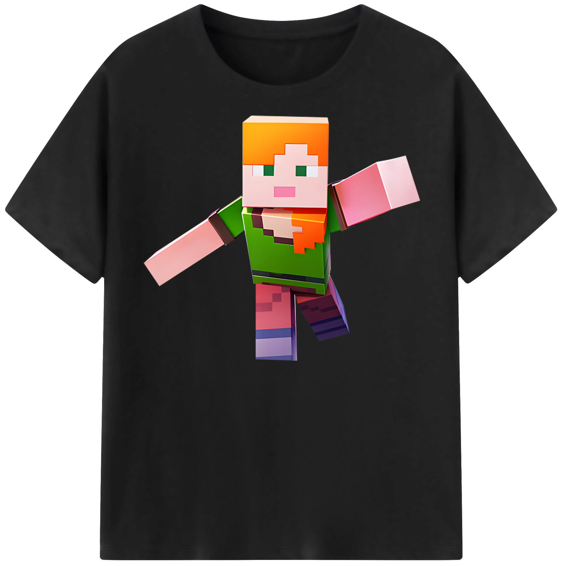 （画像用） マインクラフト ブロックの世界 Minecraft MC Block world レディースカジュアルプリントTシャツ（綿100％）