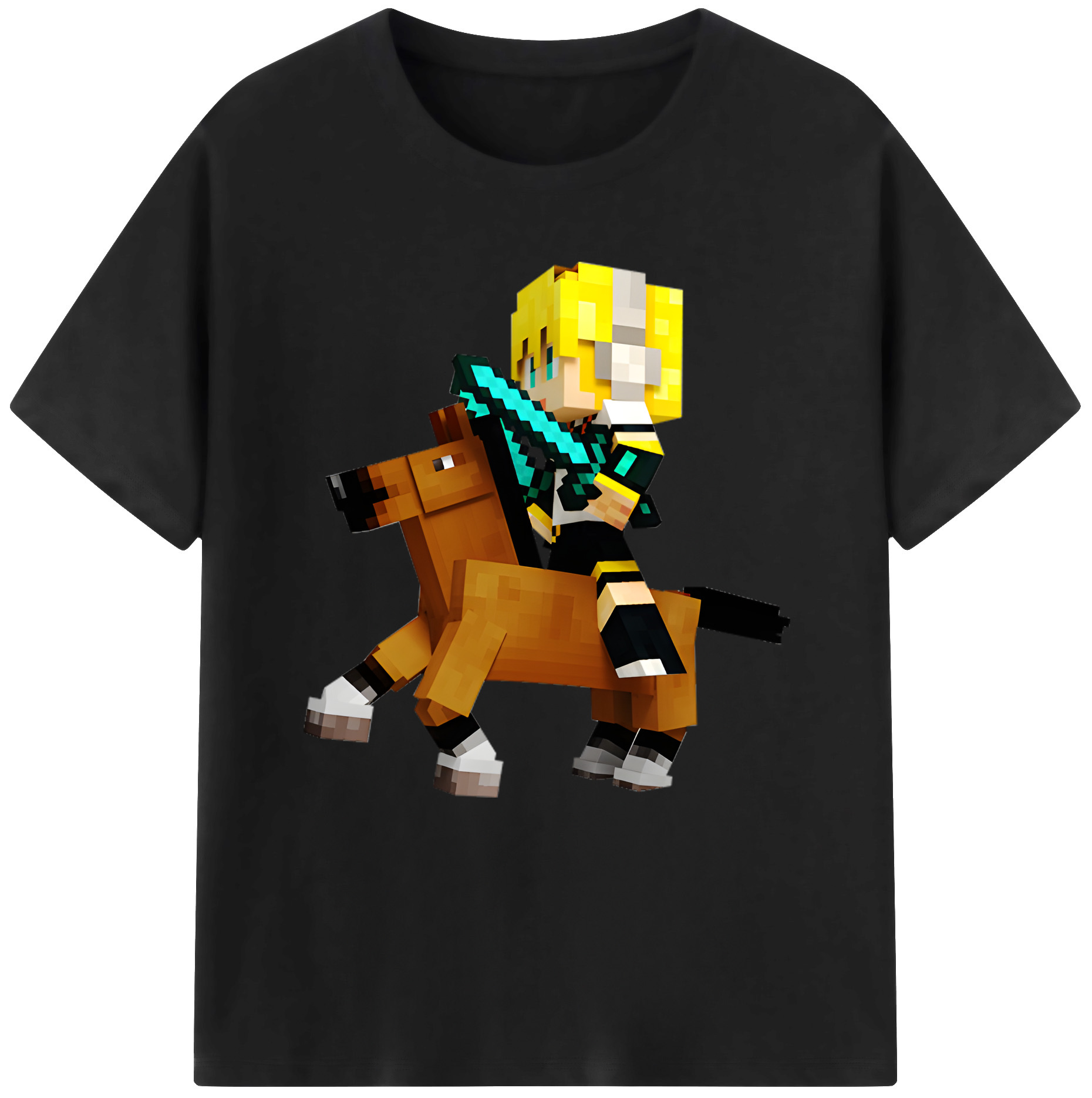 （画像用） マインクラフト ブロックの世界 Minecraft MC Block world レディースカジュアルプリントTシャツ（綿100％）