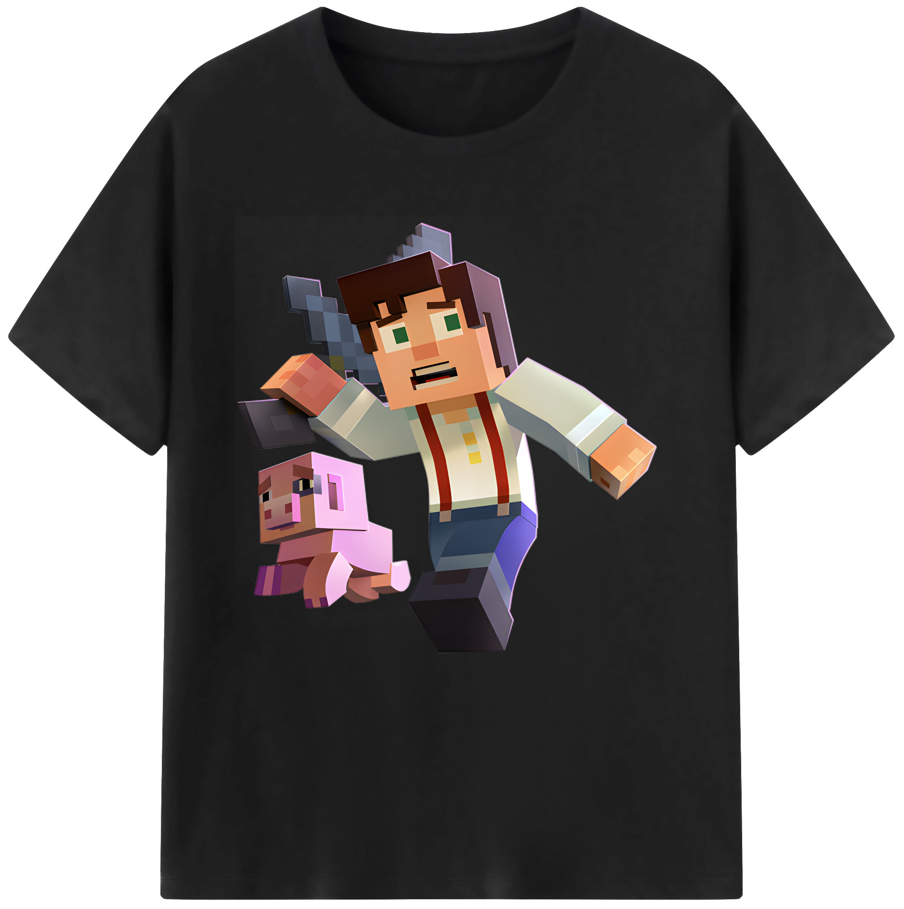 （画像用） マインクラフト ブロックの世界 Minecraft MC Block world レディースカジュアルプリントTシャツ（綿100％）
