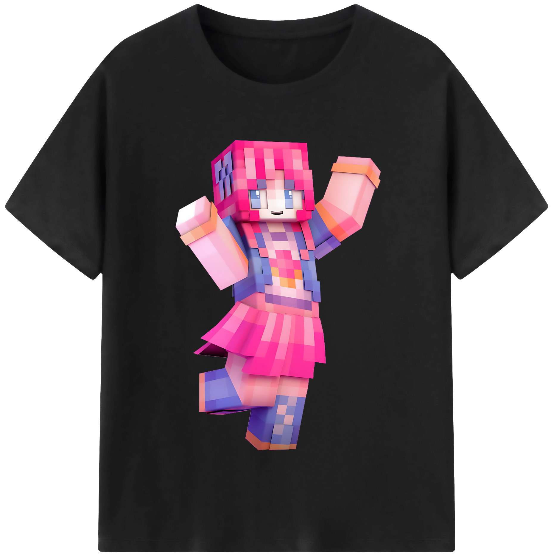 （画像用） マインクラフト ブロックの世界 Minecraft MC Block world レディースカジュアルプリントTシャツ（綿100％）
