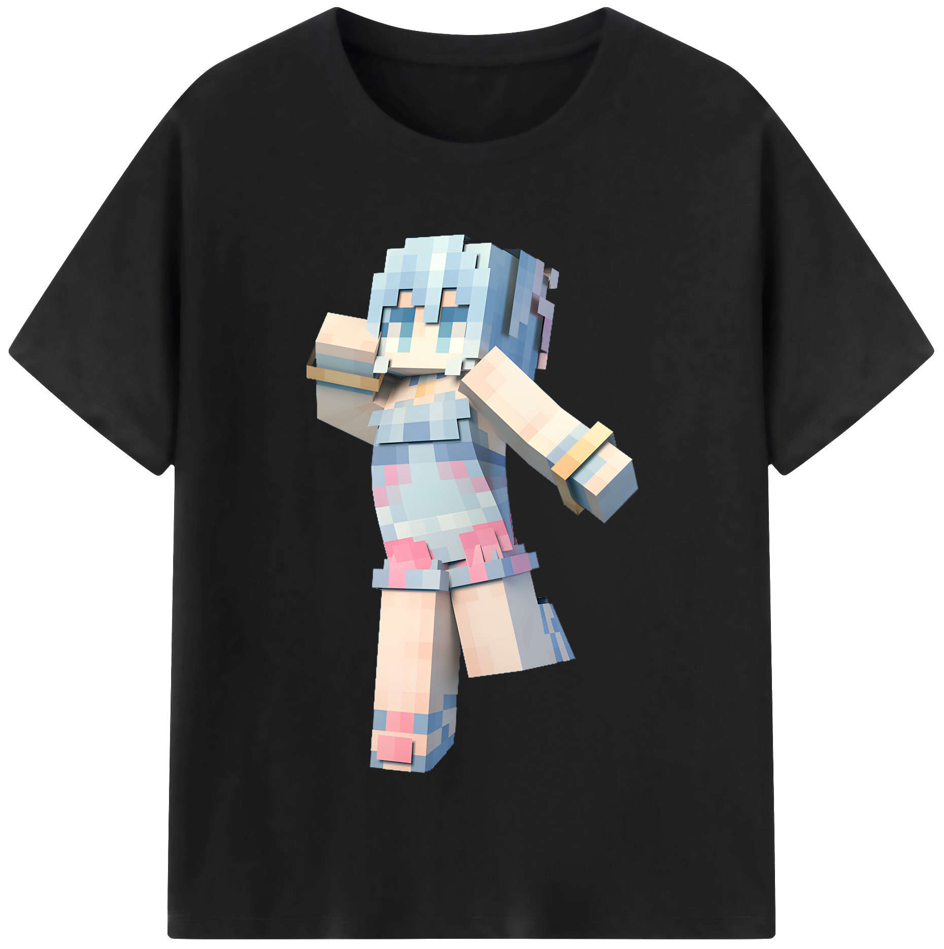 （画像用） マインクラフト ブロックの世界 Minecraft MC Block world レディースカジュアルプリントTシャツ（綿100％）