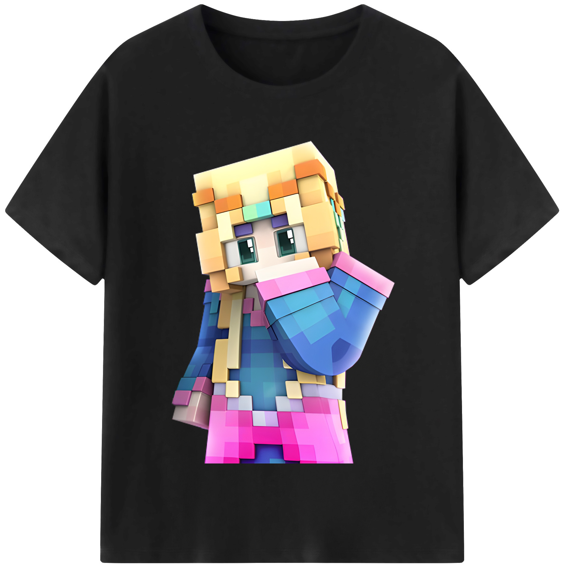 （画像用） マインクラフト ブロックの世界 Minecraft MC Block world レディースカジュアルプリントTシャツ（綿100％）
