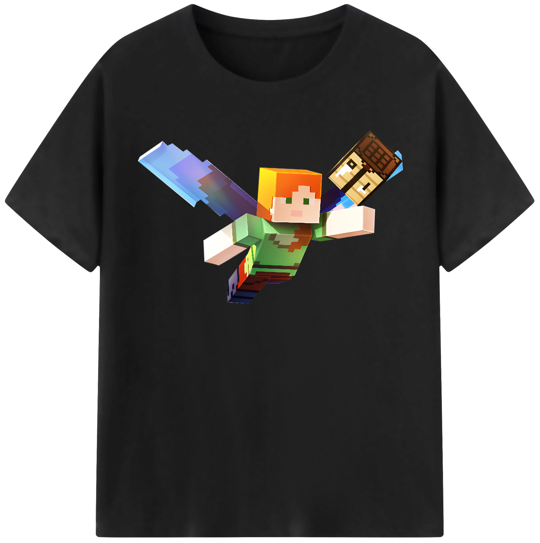 （画像用） マインクラフト ブロックの世界 Minecraft MC Block world レディースカジュアルプリントTシャツ（綿100％）