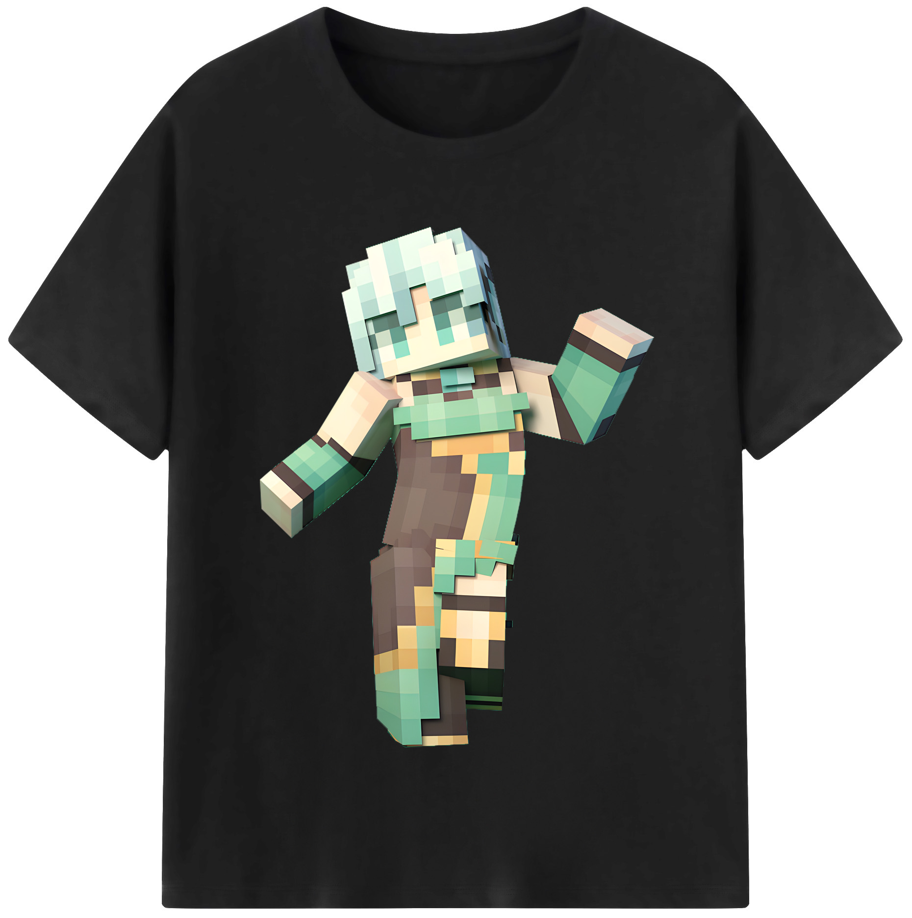 （画像用） マインクラフト ブロックの世界 Minecraft MC Block world レディースカジュアルプリントTシャツ（綿100％）